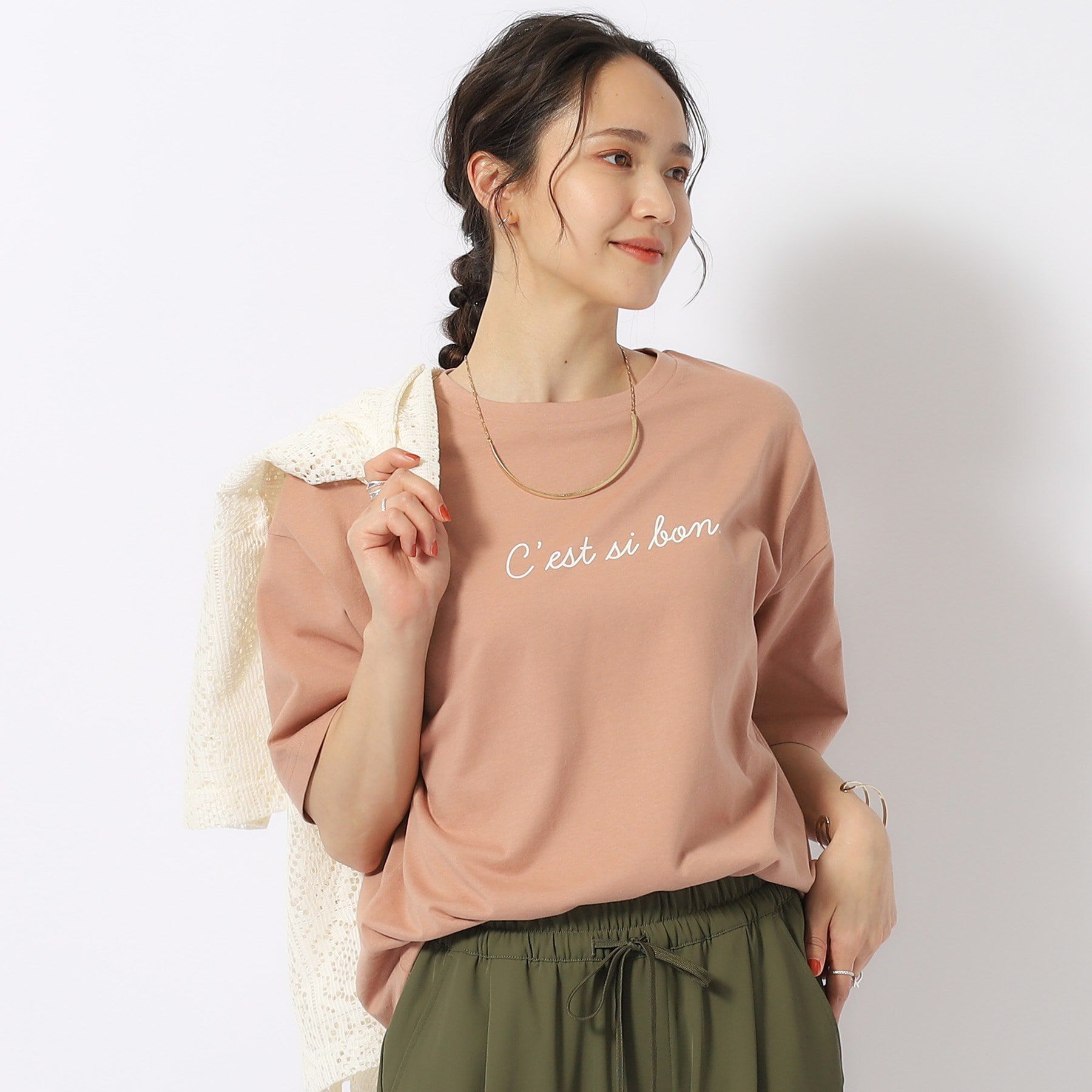 SHOO･LA･RUE「【洗える/プチプラ/綿100％】グラフィック半袖ゆるTシャツ」|Tシャツ・カットソー|ピンク(772)