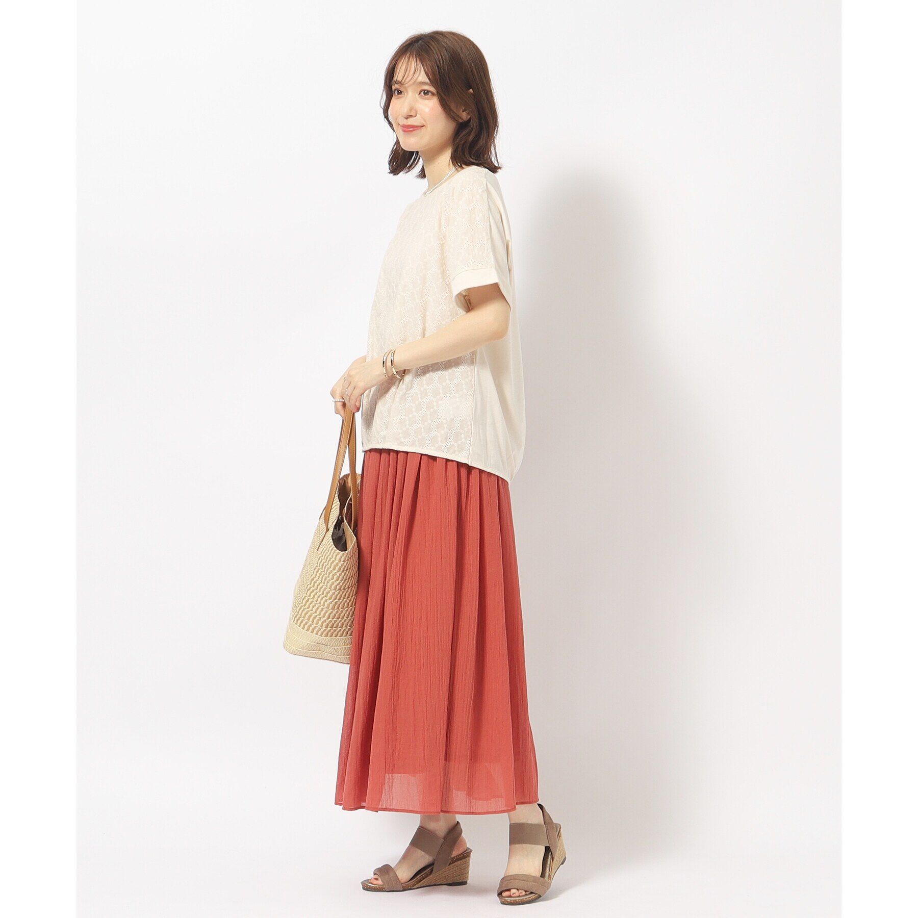 SHOO･LA･RUE「大人の甘さをプラスする フロント刺繍 ドルマントップス」|Tシャツ・カットソー|