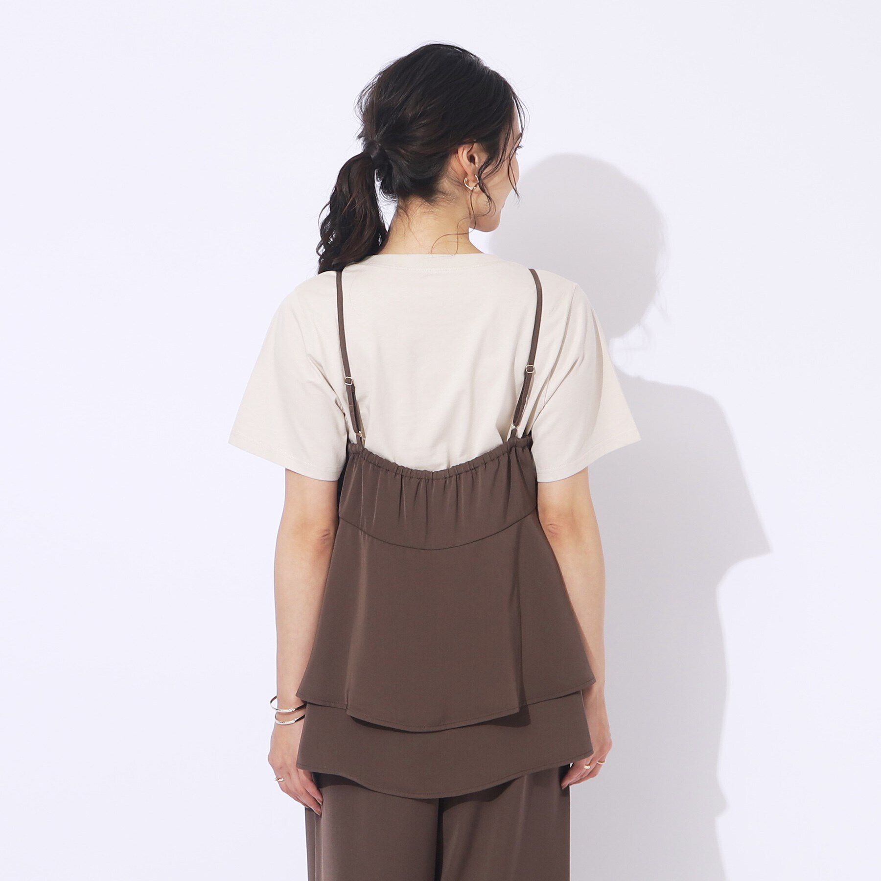 SHOO･LA･RUE「【セットアップ可/洗える】さらさらぷるん ティアードキャミソール」|キャミソール|