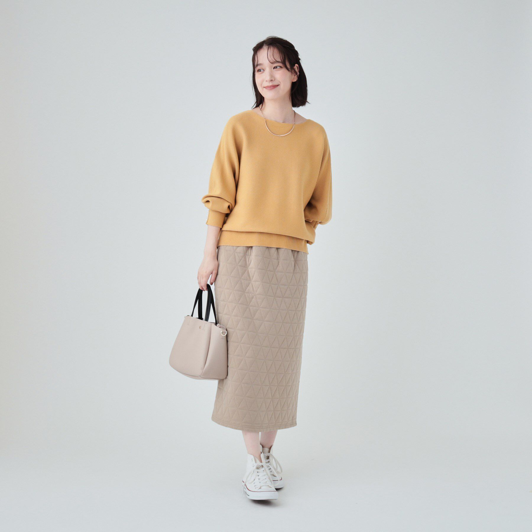 SHOO･LA･RUE「【高レビュー/洗える】優しく上品に リブドルマン お袖フェイクパールニット」|ニット・セーター|