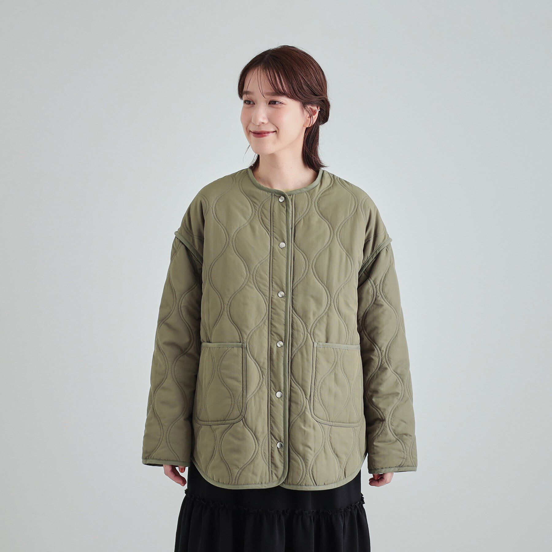 SHOO･LA･RUE「【高レビュー/撥水/吸湿発熱】大人が着たい オーバーキルトブルゾン」|ブルゾン・スタジャン|