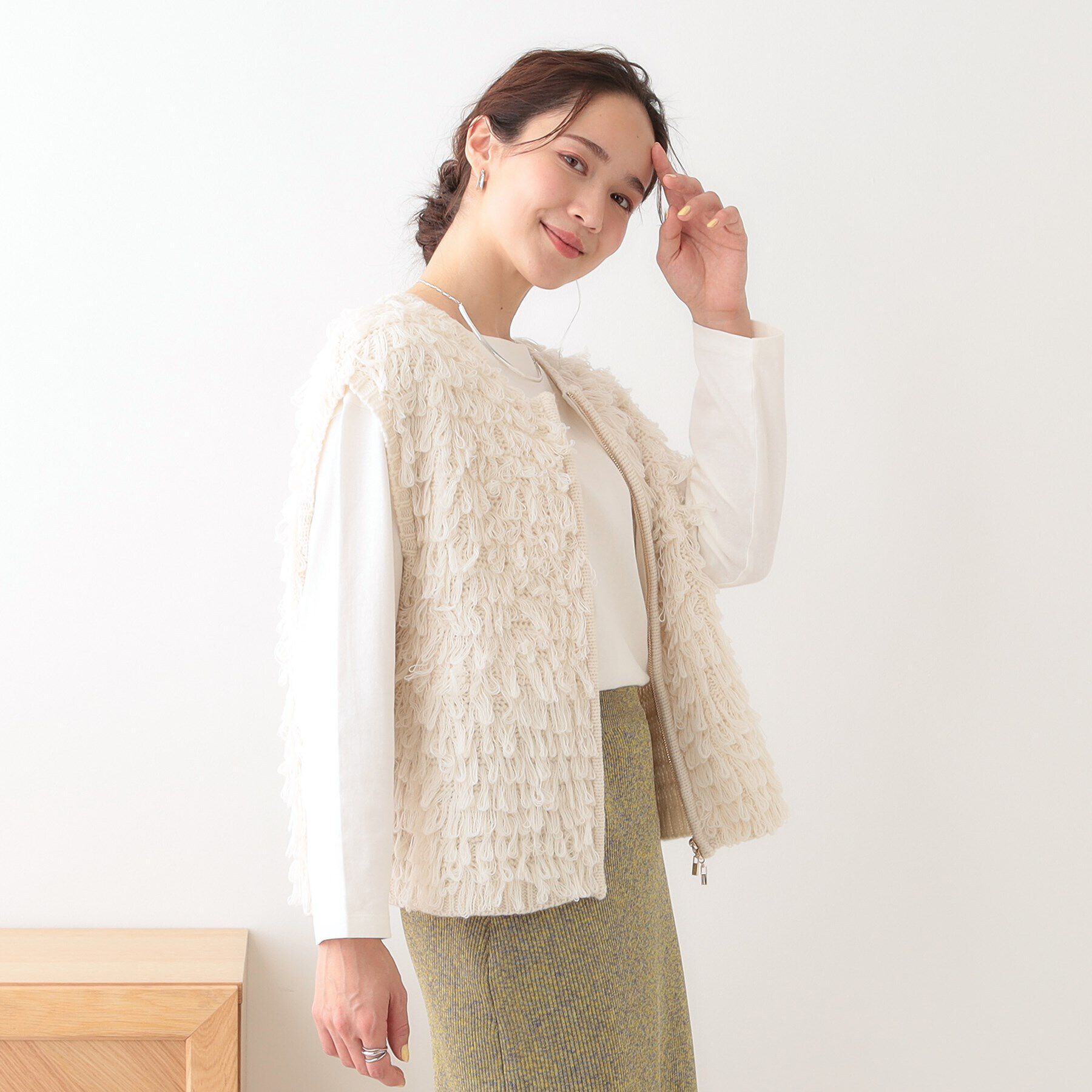 SHOO･LA･RUE「ループヤーンがアクセント ニットZIPベスト」|ベスト・ジレ|