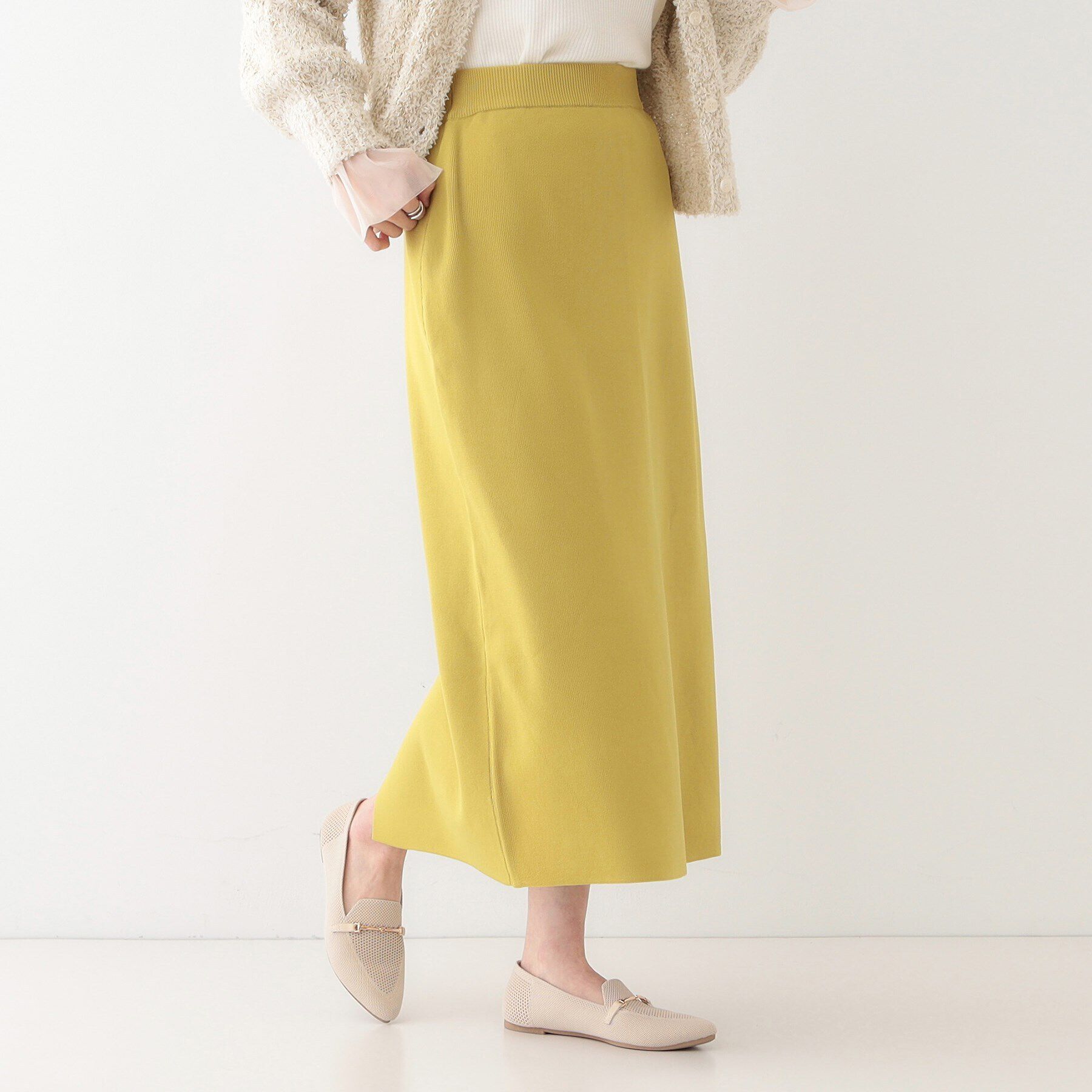 SHOO･LA･RUE「【洗える/セットアップ可】前後2WAYスポンディッシュ ナロースカート」|スカート|イエロー(031)