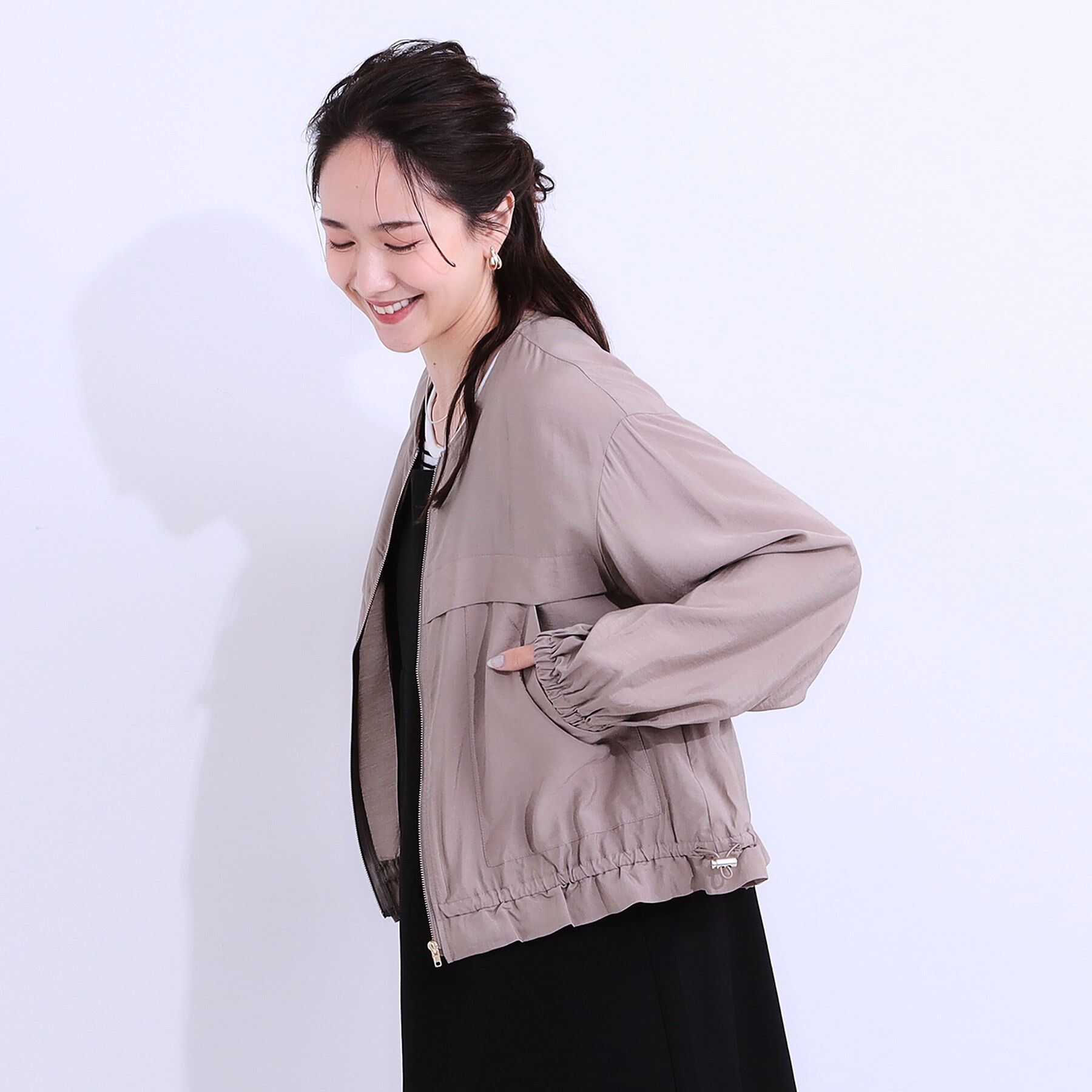 SHOO･LA･RUE「【S-LL】大人のシアー感が魅力 ドロストブルゾン」|ブルゾン・スタジャン|