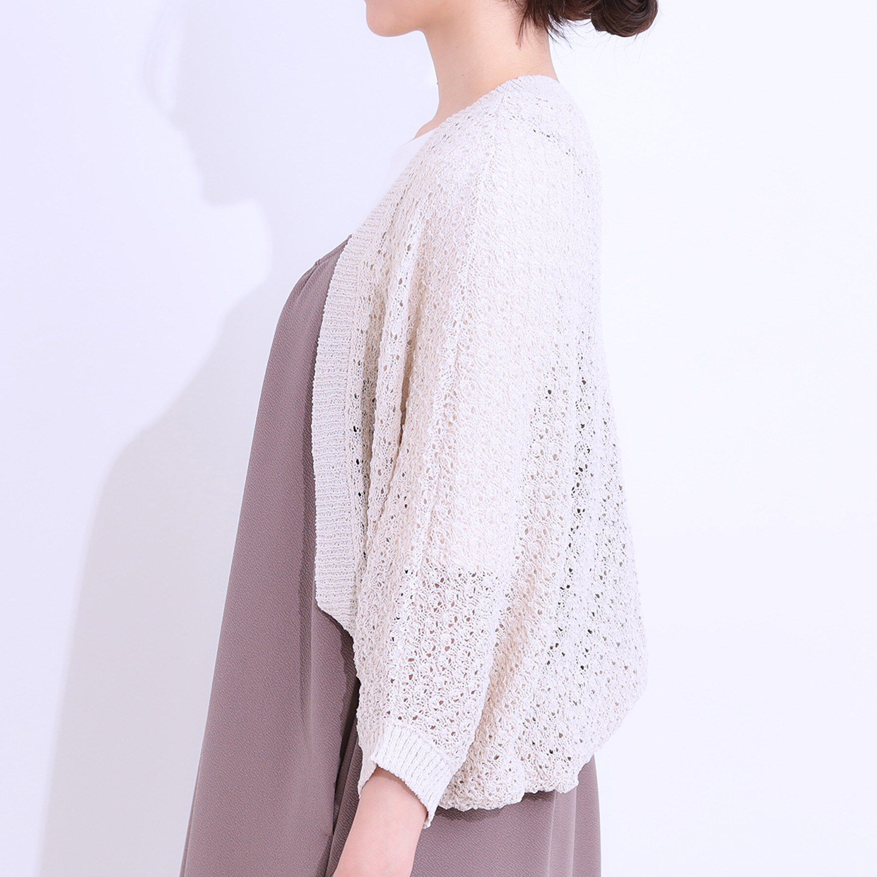 SHOO･LA･RUE「リネンライク 透かし編みボレロカーディガン」|カーディガン|