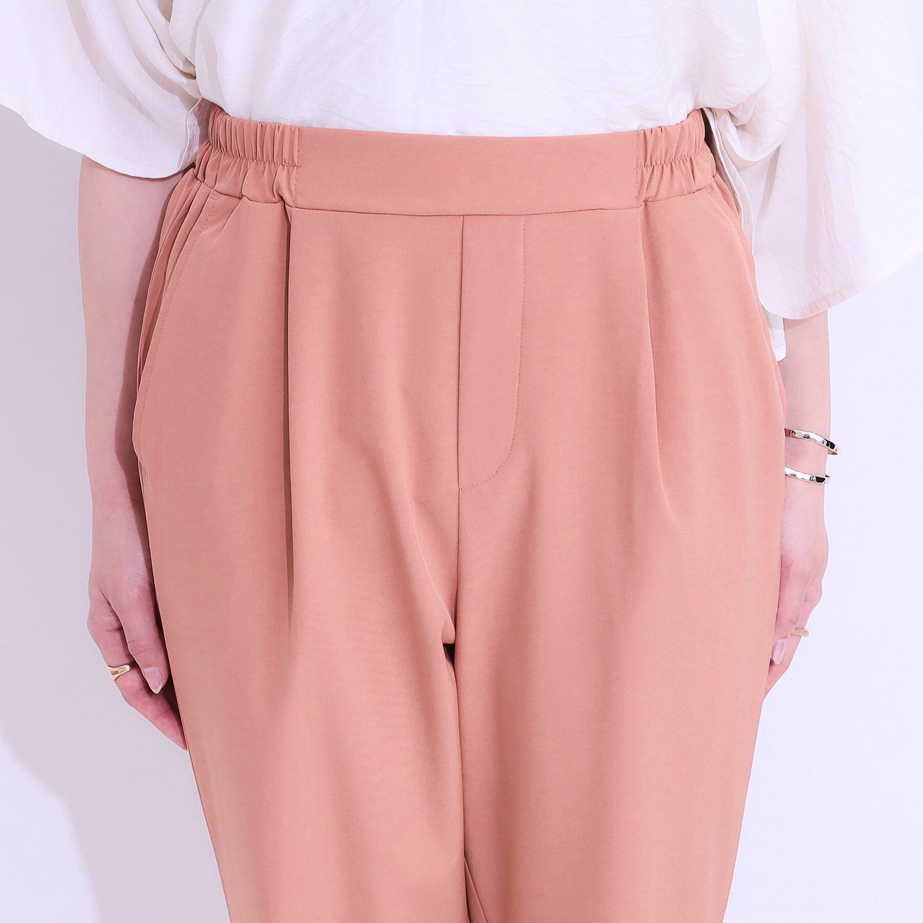 SHOO･LA･RUE「【SS-3L/ひんやり/吸水速乾/UV】軽量でさらりと穿ける テーパードパンツ」|その他|