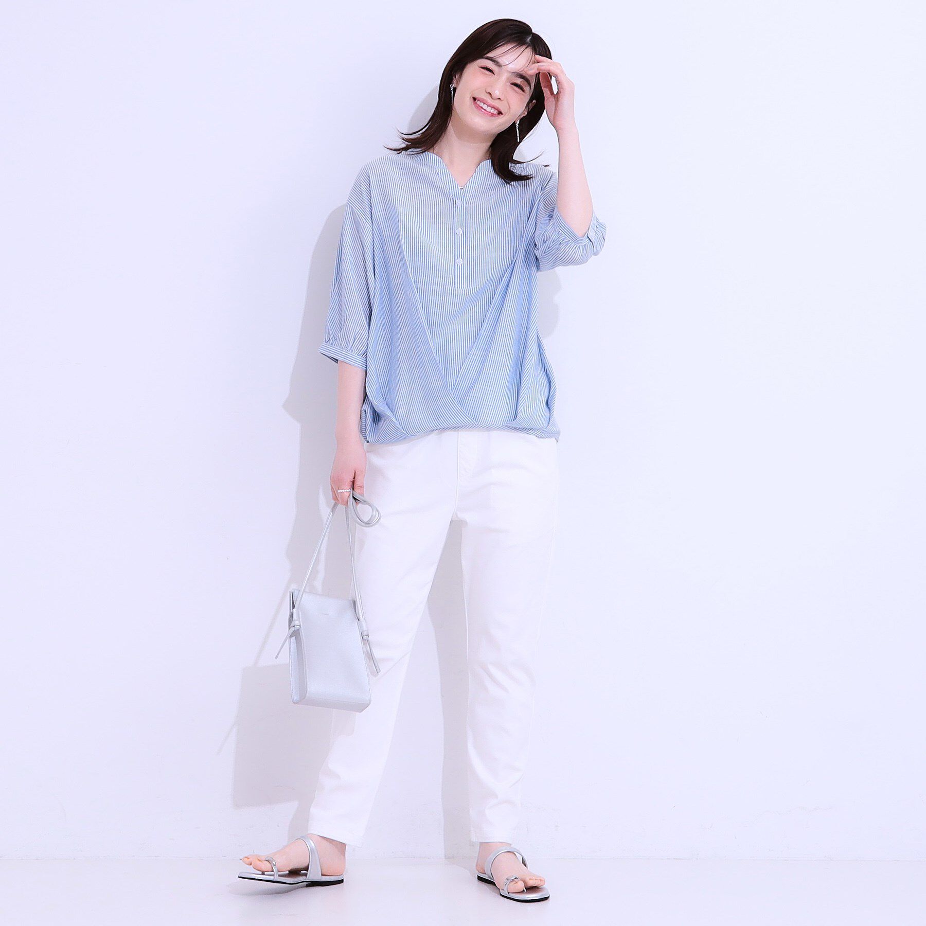 SHOO･LA･RUE「【S-LL】インせず腰回りすっきり フロントタックブラウス」|シャツ・ブラウス|