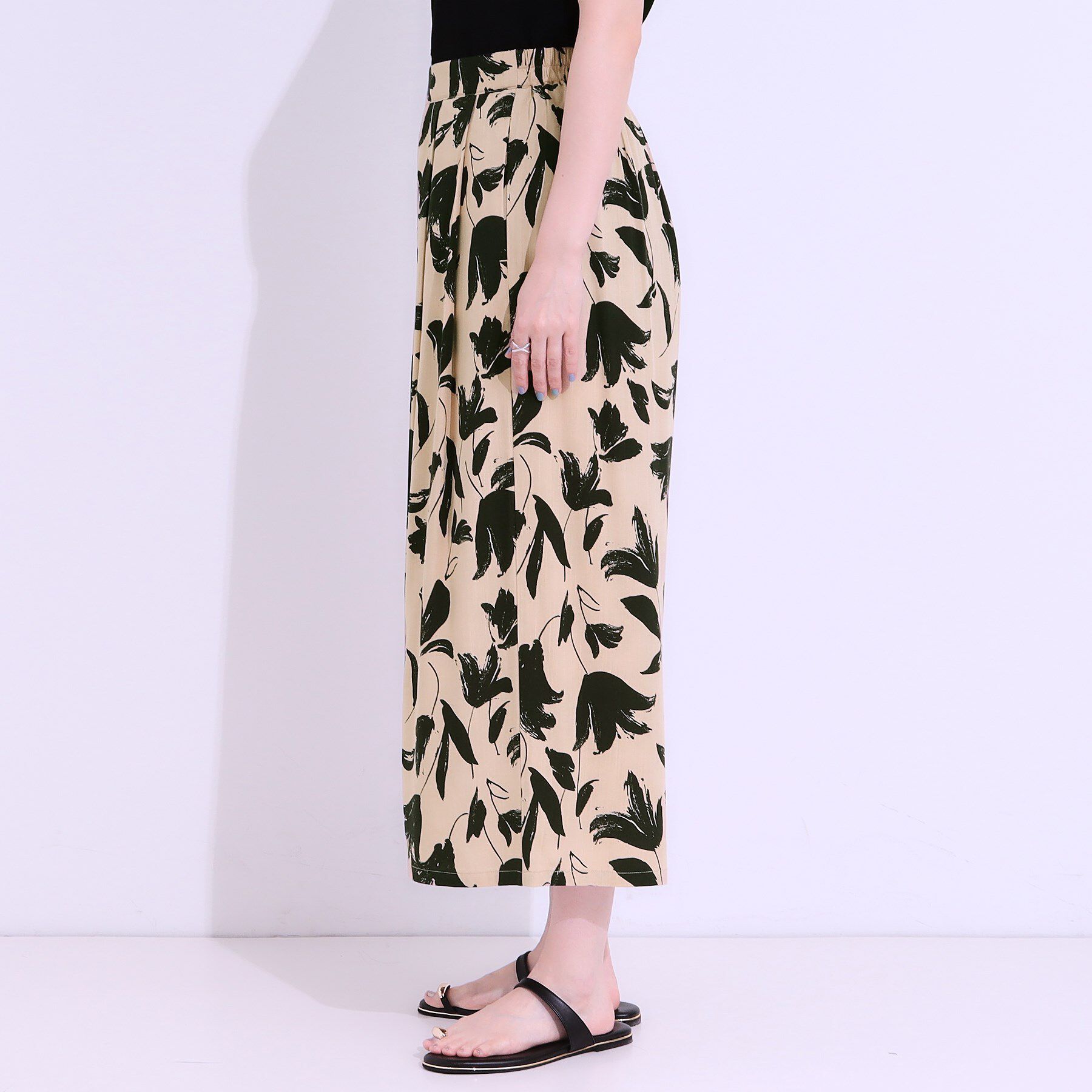 SHOO･LA･RUE「【S-LL/ひんやり】いつものコーデを華やかに 柄アソート 麻調ガウチョパンツ」|その他|