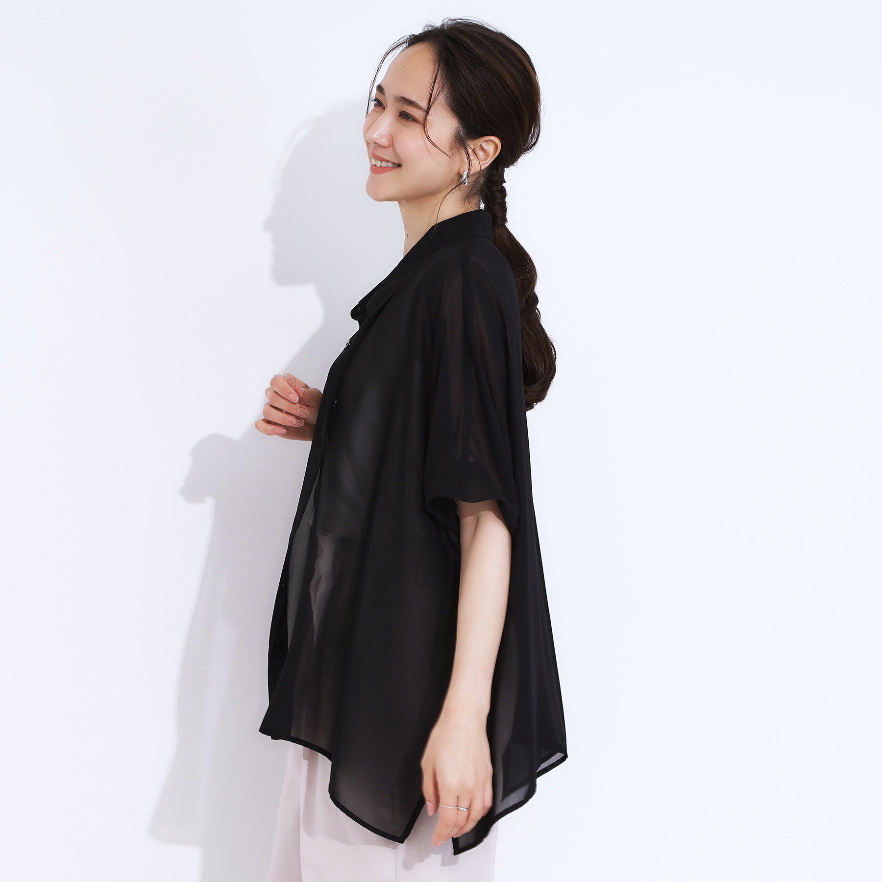 SHOO･LA･RUE「大人のシアー感 ゆるさらポンチョシャツ」|シャツ・ブラウス|