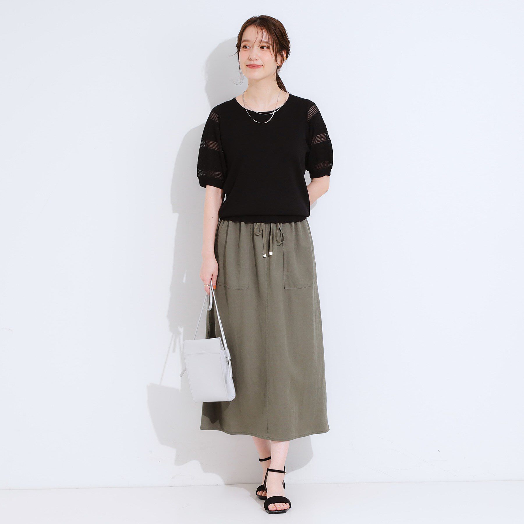 SHOO･LA･RUE「【セットアップ可/ひんやり】大人カジュアルに ベイカー風デザインスカート」|スカート|