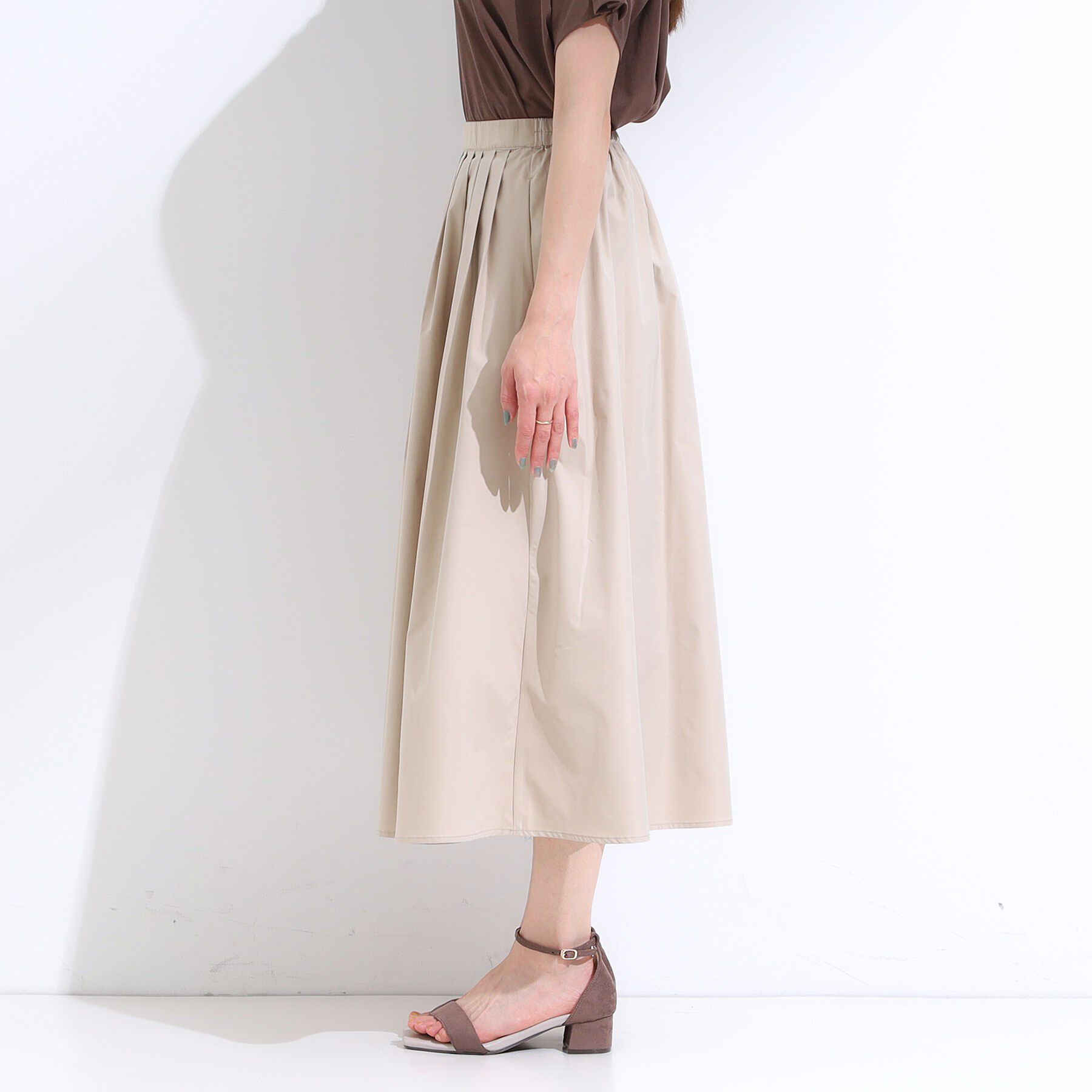 SHOO･LA･RUE「【洗える/S-LL/撥水】タックギャザー フレアスカート」|スカート|