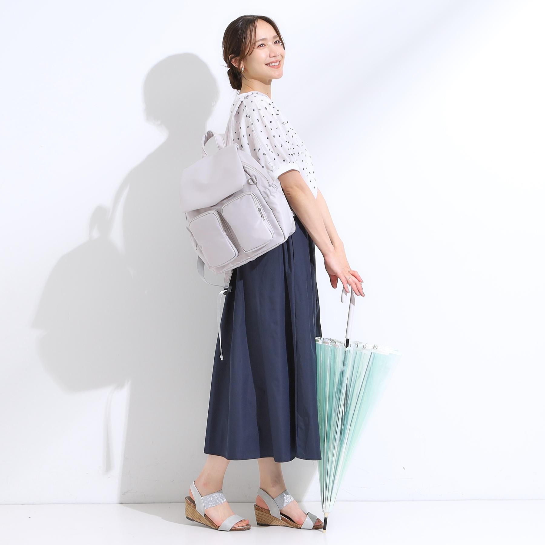 SHOO･LA･RUE「【洗える/S-LL/撥水】タックギャザー フレアスカート」|スカート|