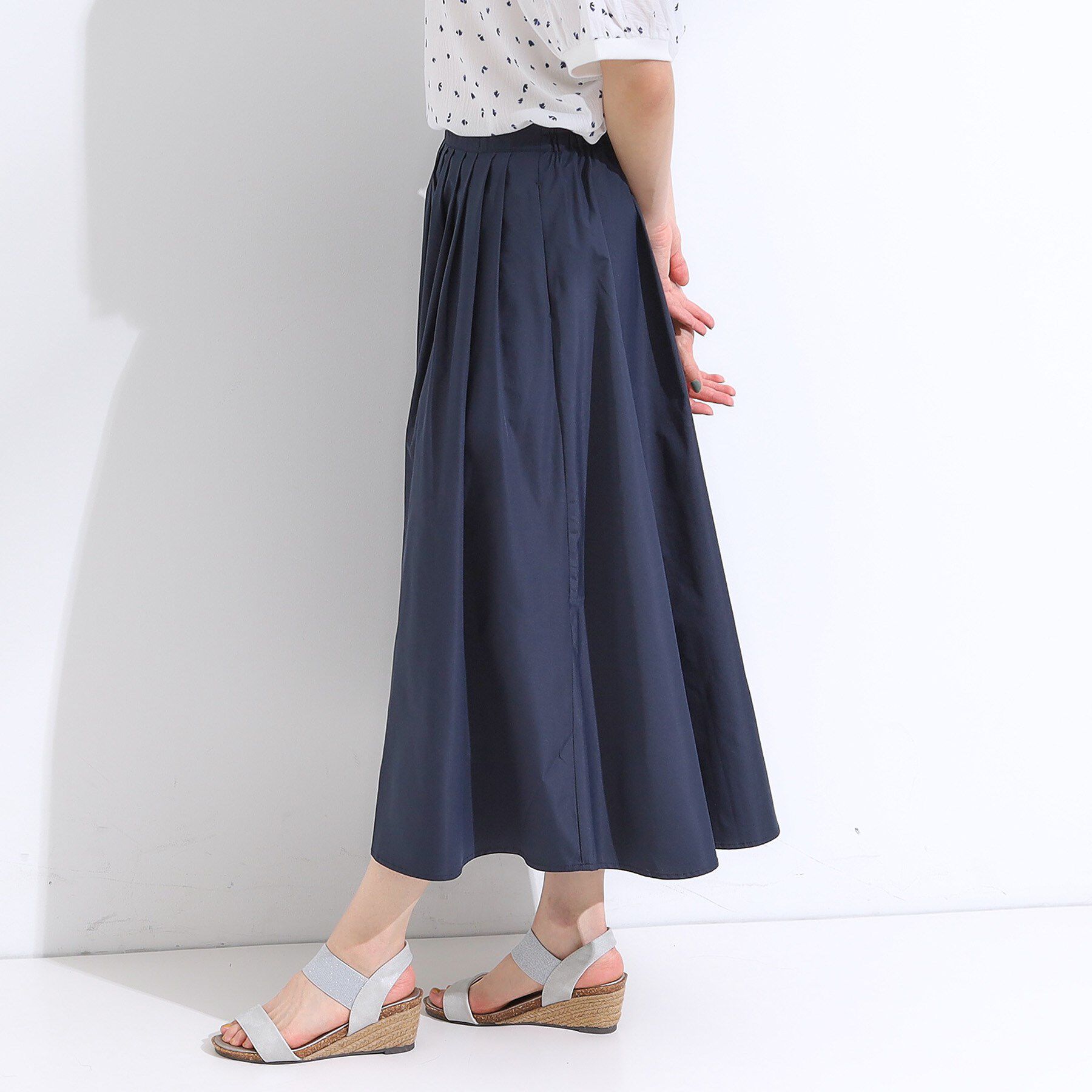 SHOO･LA･RUE「【洗える/S-LL/撥水】タックギャザー フレアスカート」|スカート|