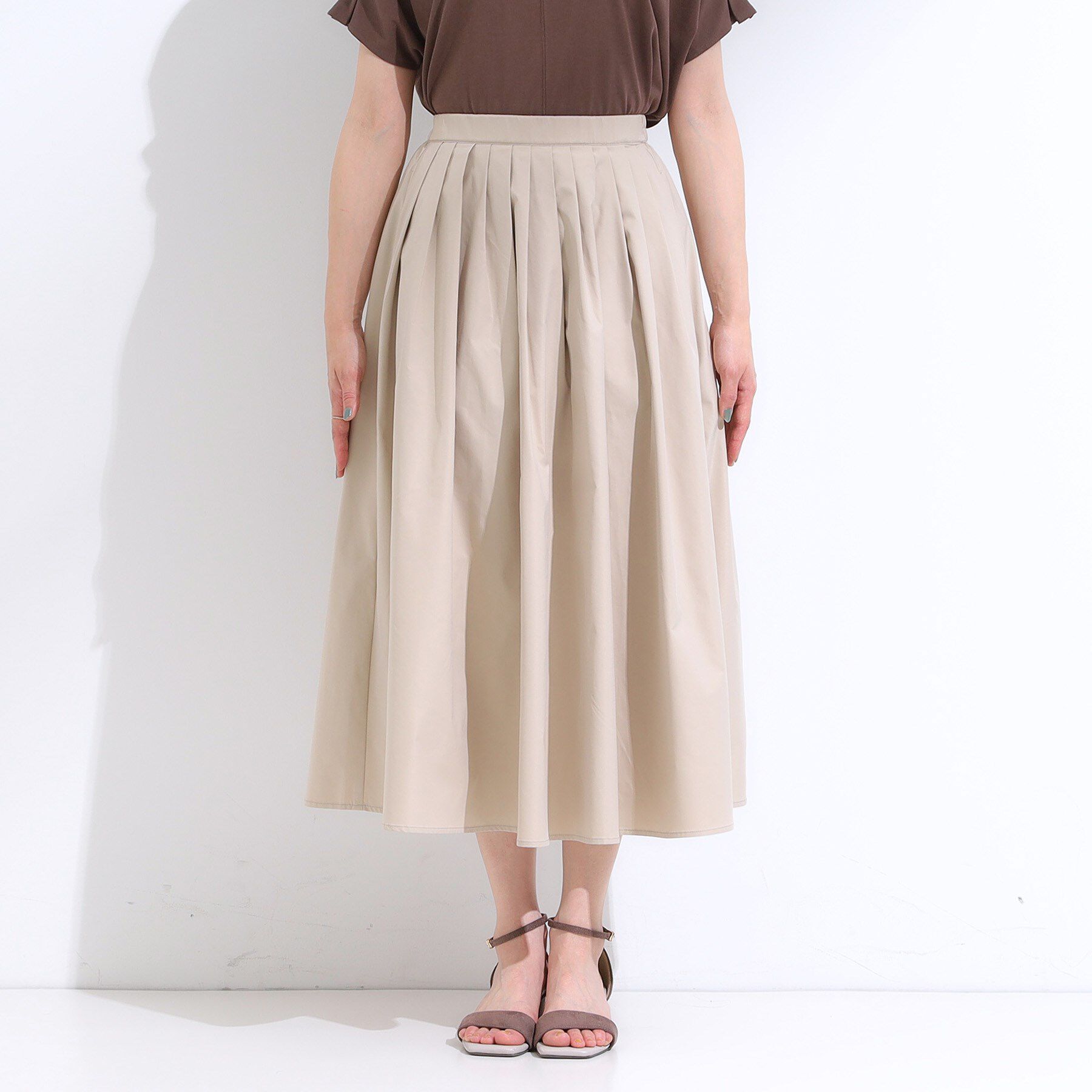 SHOO･LA･RUE「【洗える/S-LL/撥水】タックギャザー フレアスカート」|スカート|