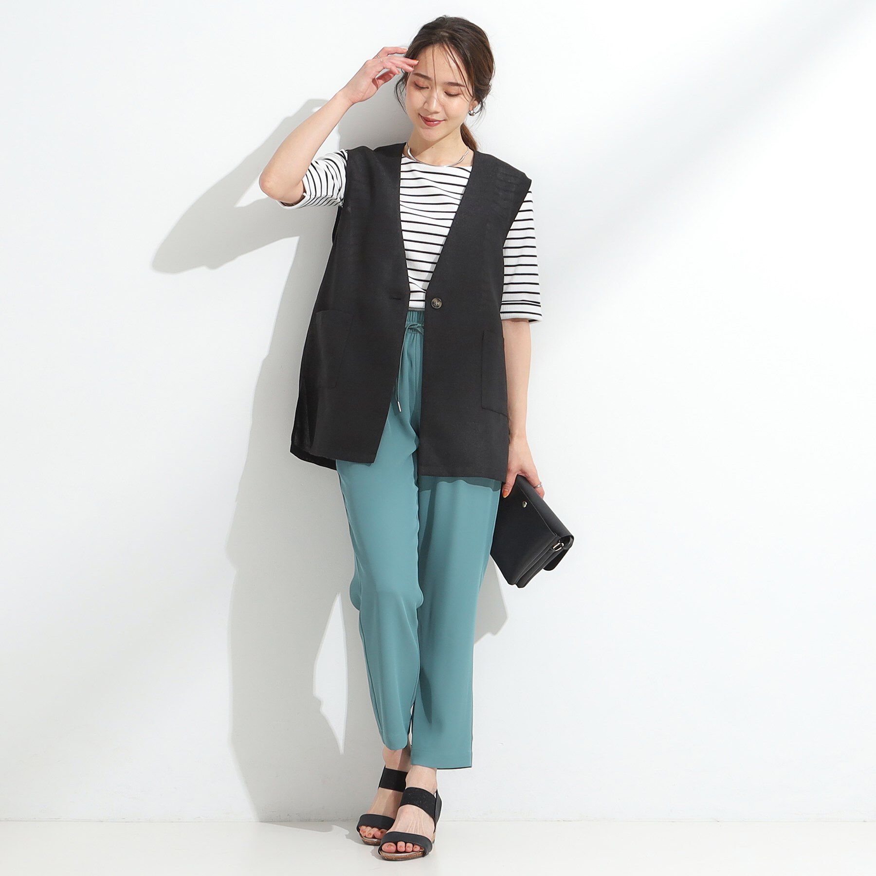 SHOO･LA･RUE「【S-LL】夏のレイヤードコーデに さらりと着られるメッシュジレ」|ベスト・ジレ|