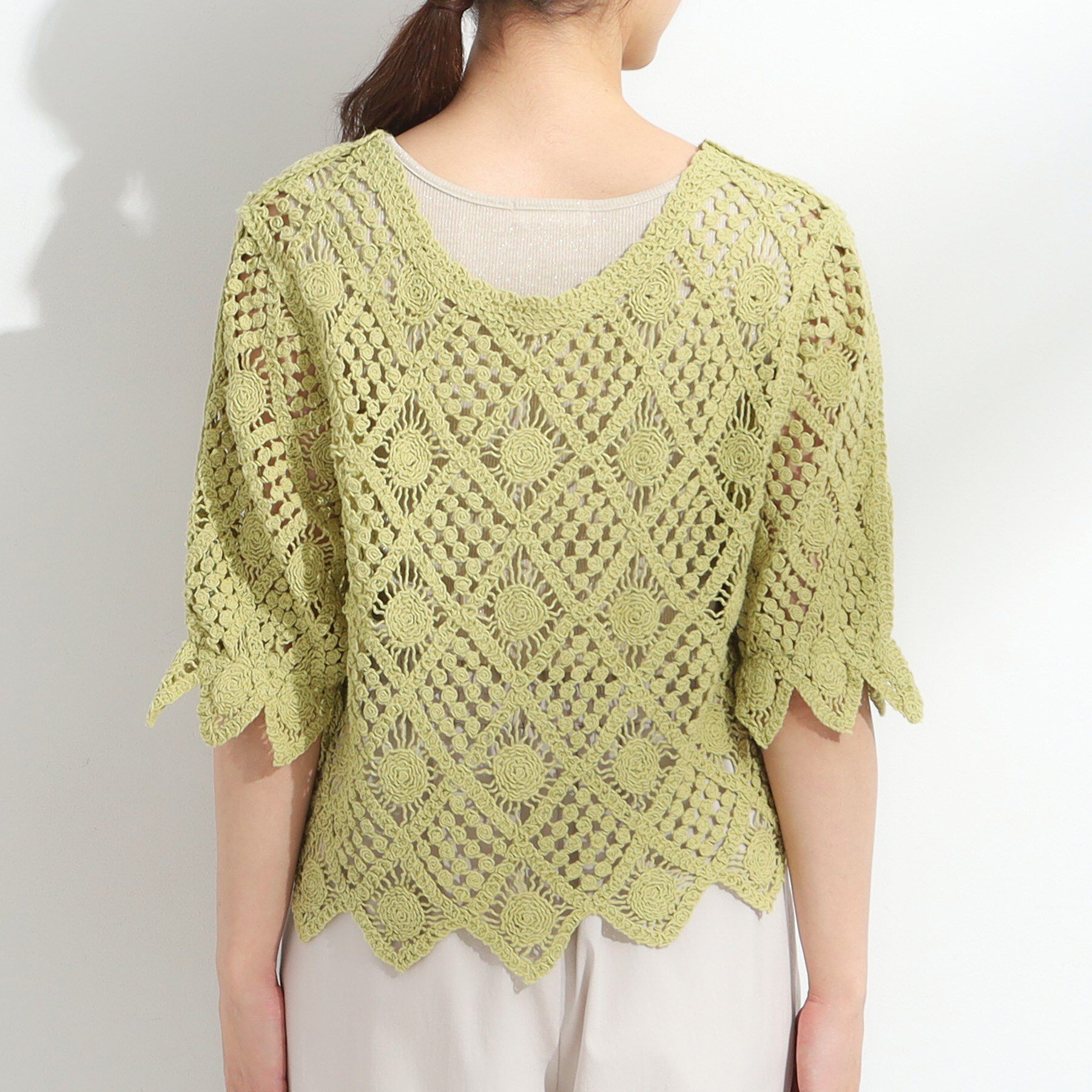 SHOO･LA･RUE「【2WAY】大人のほんのり甘いスタイルに クロシェレースカーディガン」|カーディガン|