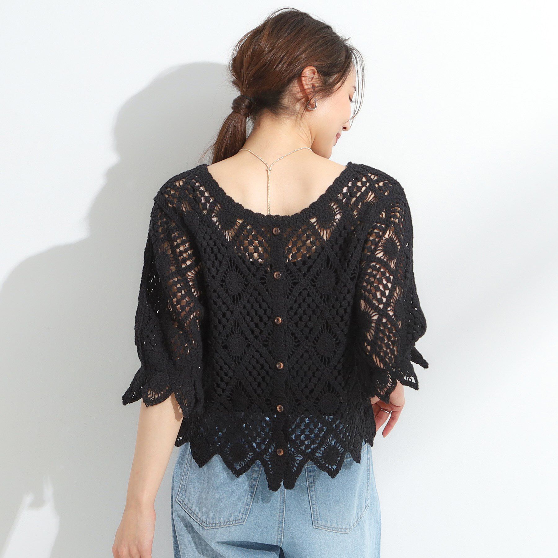 SHOO･LA･RUE「【2WAY】大人のほんのり甘いスタイルに クロシェレースカーディガン」|カーディガン|