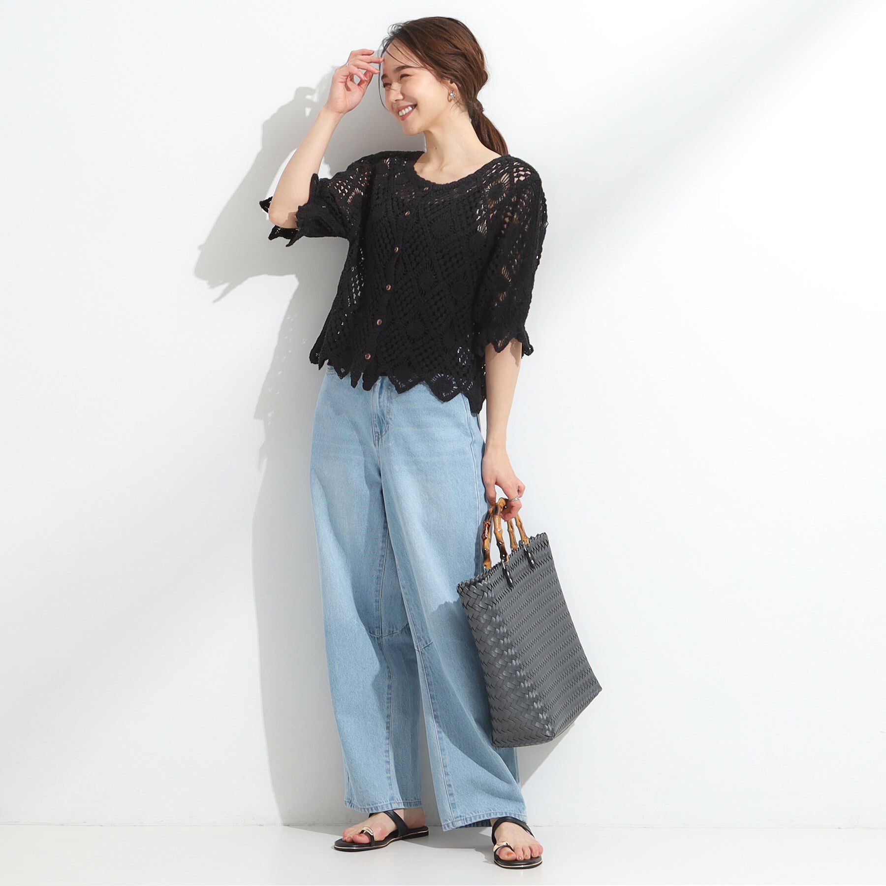 SHOO･LA･RUE「【2WAY】大人のほんのり甘いスタイルに クロシェレースカーディガン」|カーディガン|