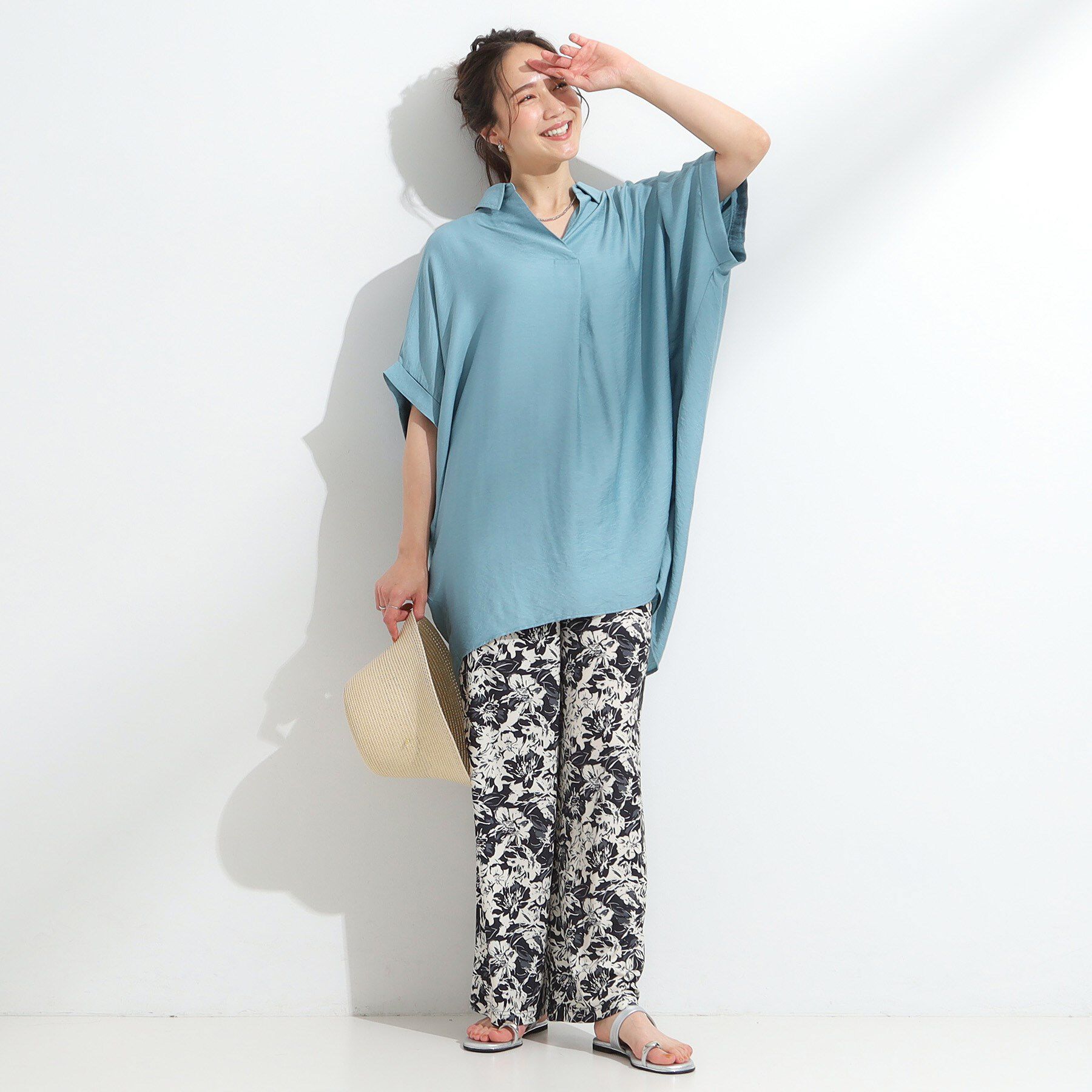 SHOO･LA･RUE「【ひんやり/S-LL】すっきりきれいに体型カバー コクーンシルエットワンピース」|チュニック|