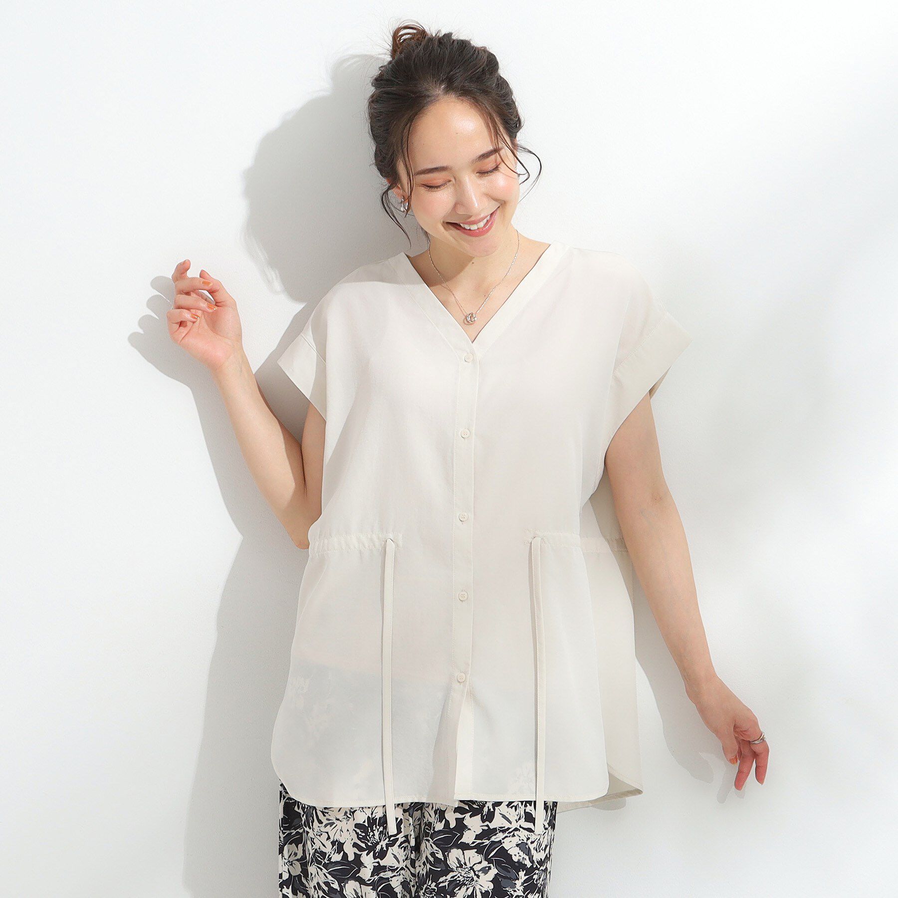 SHOO･LA･RUE「【S-LL】シルエットが変えられる サファリシャツ」|シャツ・ブラウス|