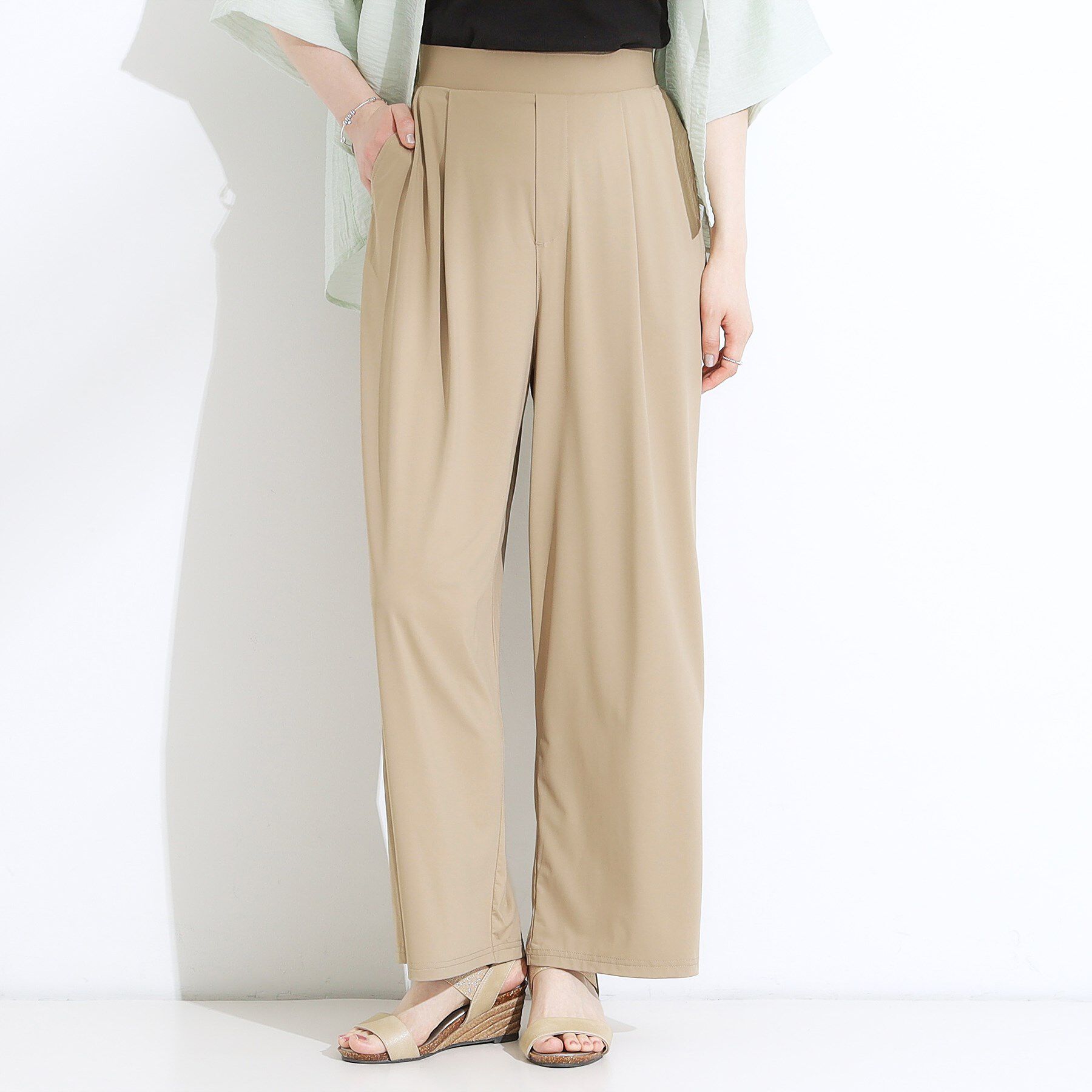 SHOO･LA･RUE「【S-LL/ひんやり/UV】リラクシーな穿き心地 エアリーワイドパンツ」|その他|