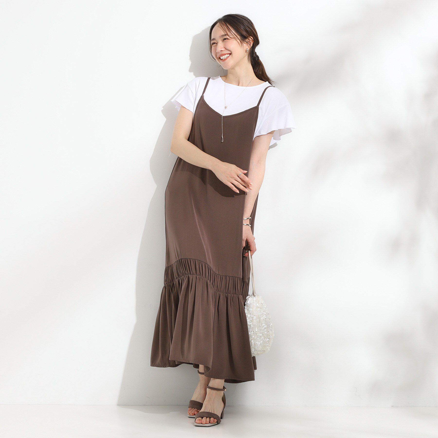 SHOO･LA･RUE「【汗ジミ防止/ひんやり/UV】フリルスリーブTシャツ」|Tシャツ・カットソー|