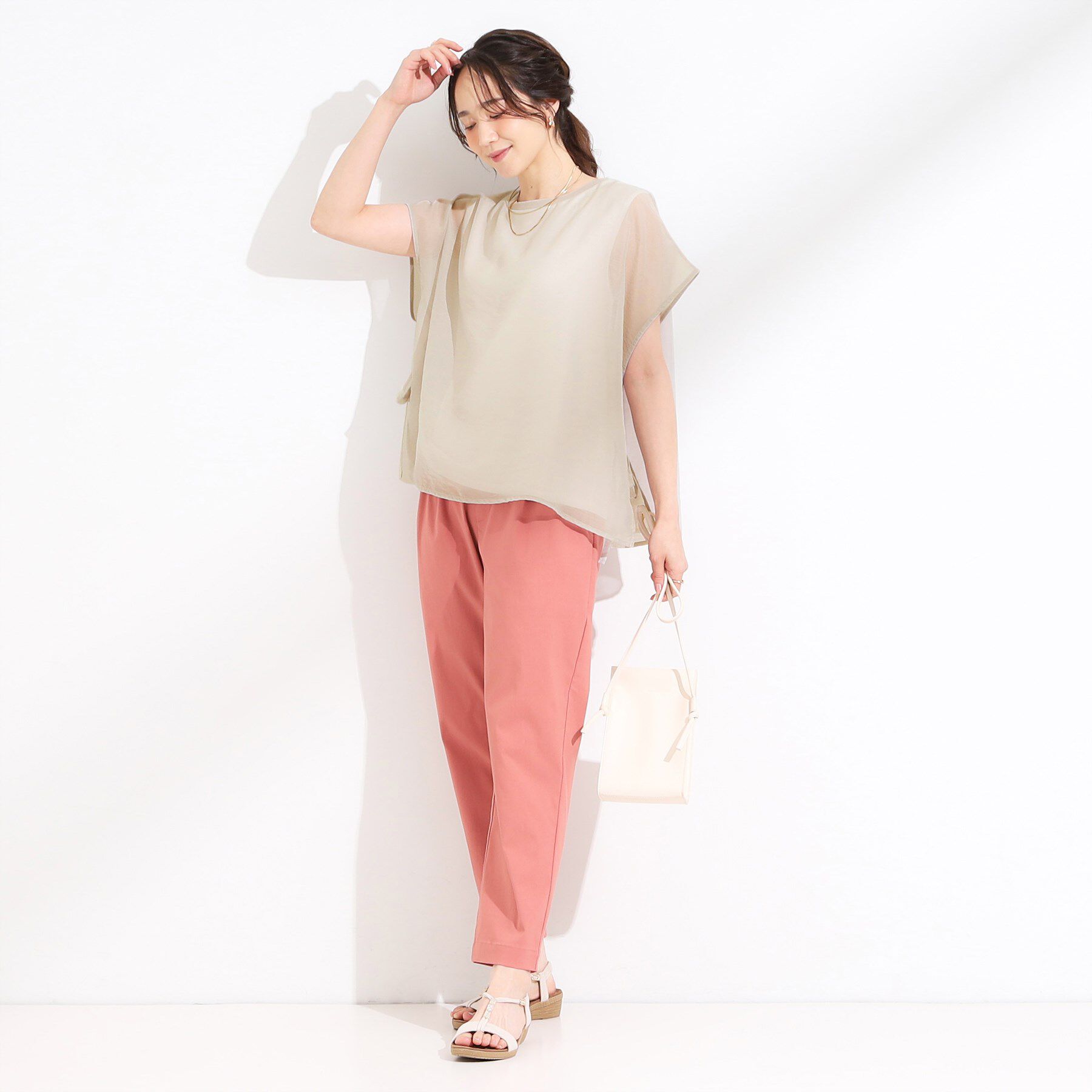 SHOO･LA･RUE「【洗える/S-LL】上品なシアー感 レイヤード風トップス」|シャツ・ブラウス|