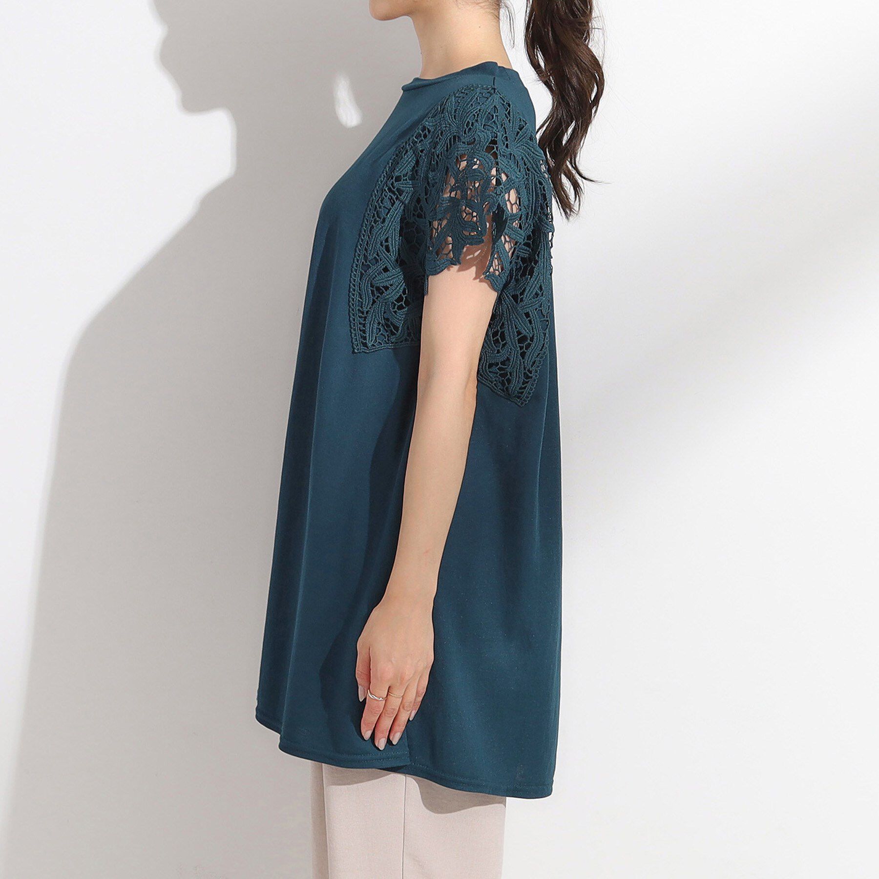 SHOO･LA･RUE「【S-LL】上品華やか お袖レースチュニックトップス」|チュニック|