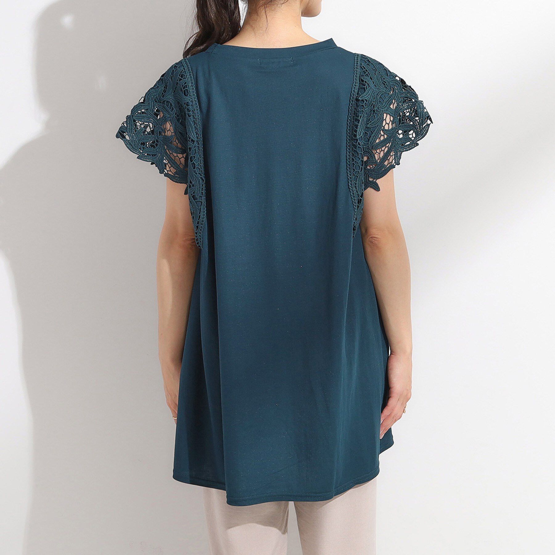 SHOO･LA･RUE「【S-LL】上品華やか お袖レースチュニックトップス」|チュニック|