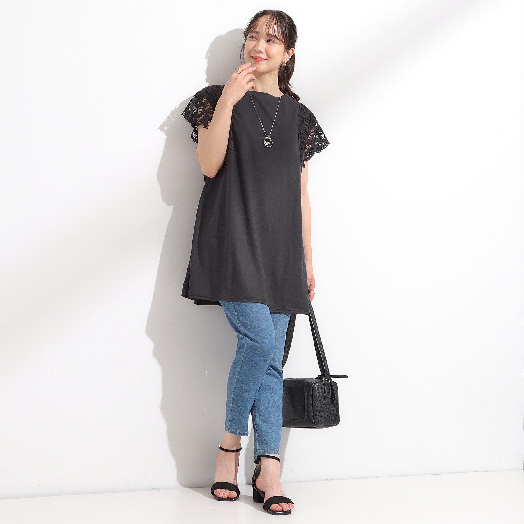 SHOO･LA･RUE「【S-LL】上品華やか お袖レースチュニックトップス」|チュニック|