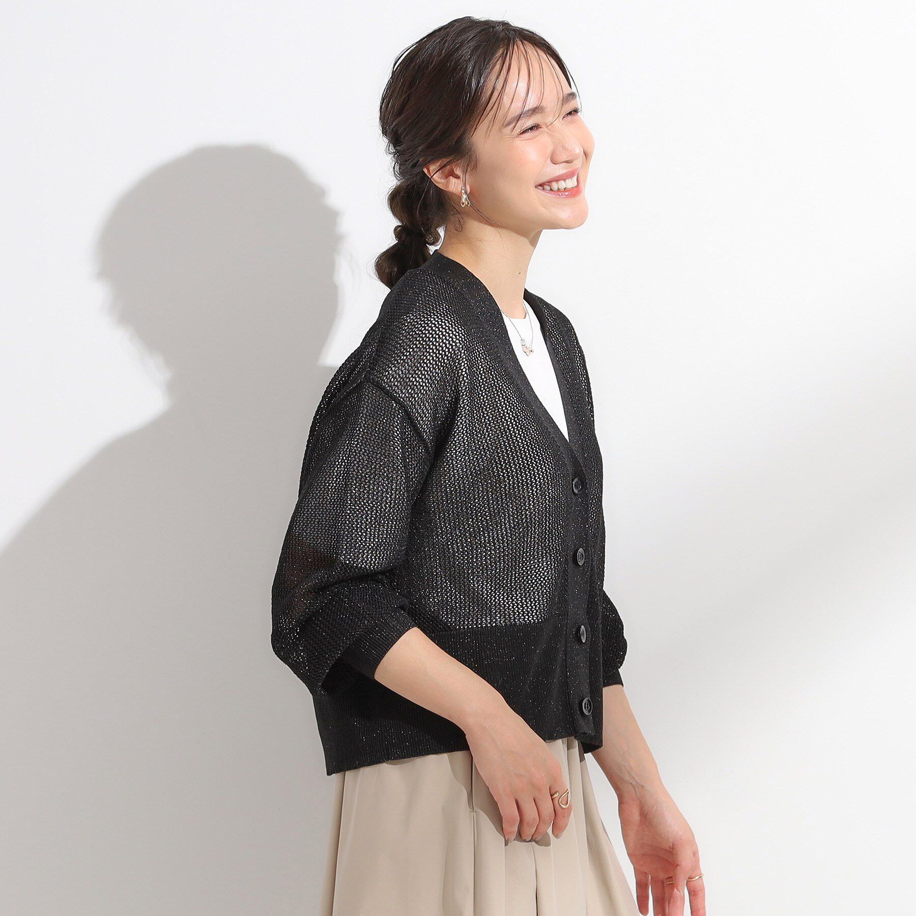 SHOO･LA･RUE「キラッと光るラメとスパンコールが印象的 メッシュカーディガン」|カーディガン|