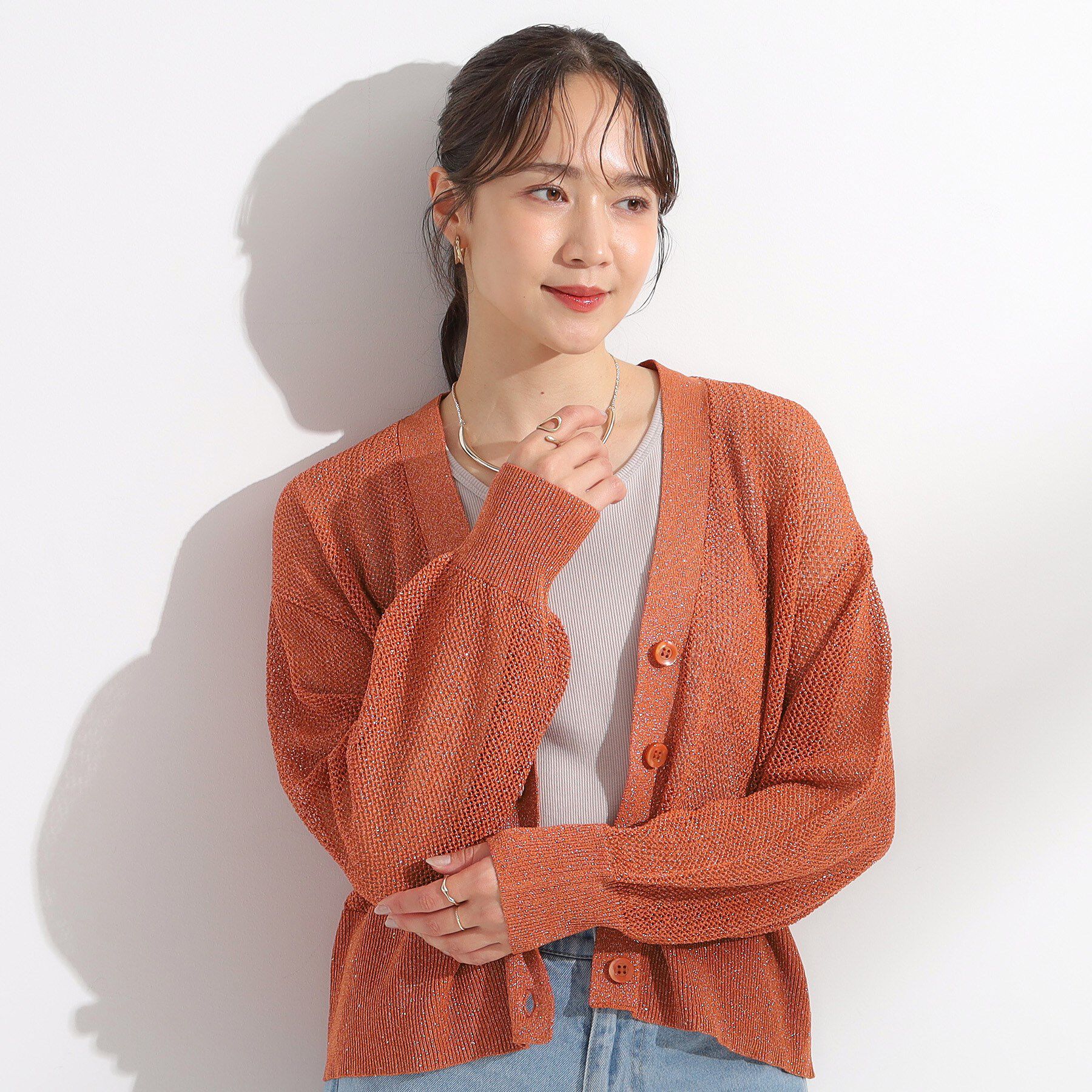 SHOO･LA･RUE「キラッと光るラメとスパンコールが印象的 メッシュカーディガン」|カーディガン|