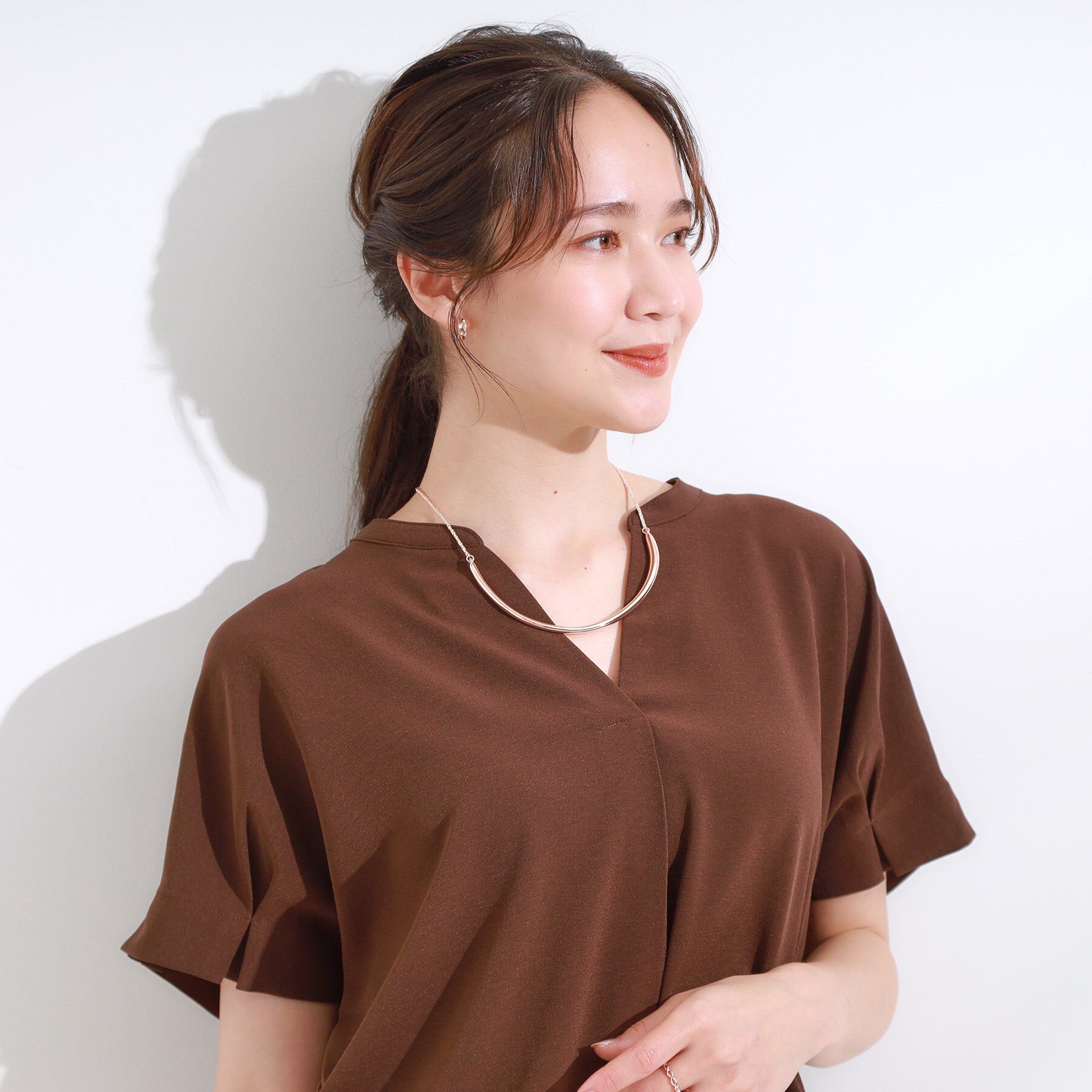 SHOO･LA･RUE「【2WAY】メタルカーブネックレス」|ネックレス|