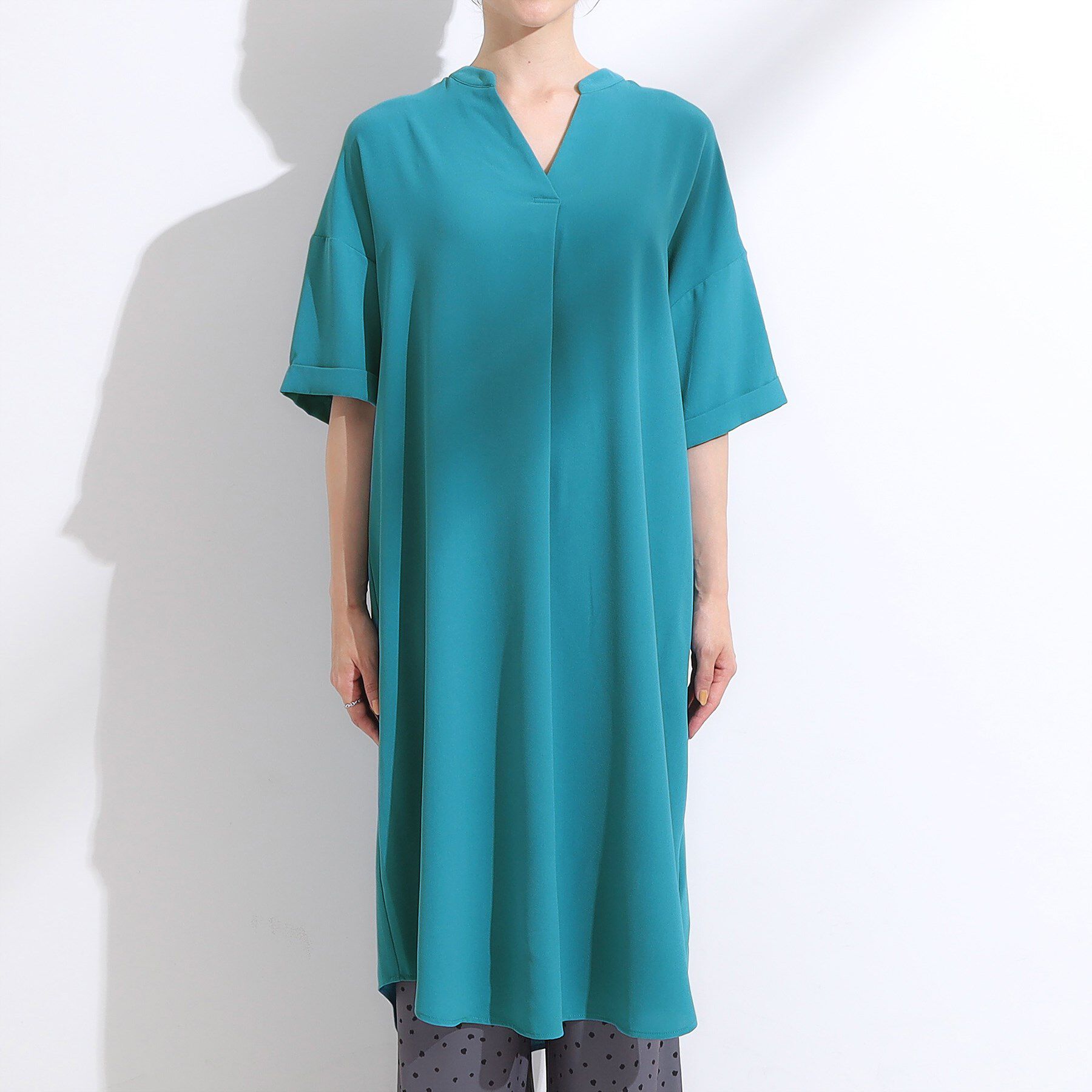 SHOO･LA･RUE「【洗える/S-LL/洗濯後しわになりにくい】バックレースアップチュニック」|チュニック|