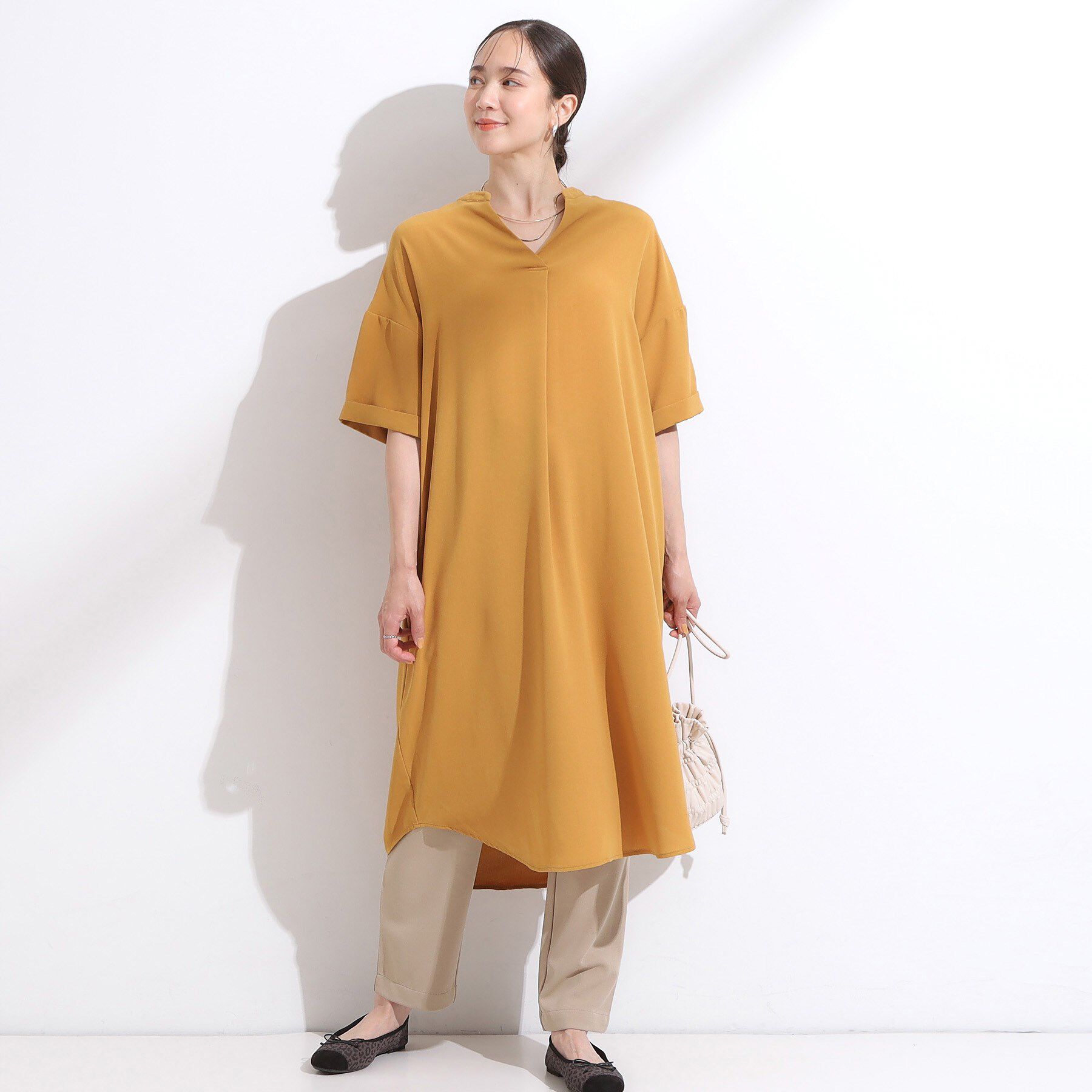 SHOO･LA･RUE「【洗える/S-LL/洗濯後しわになりにくい】バックレースアップチュニック」|チュニック|