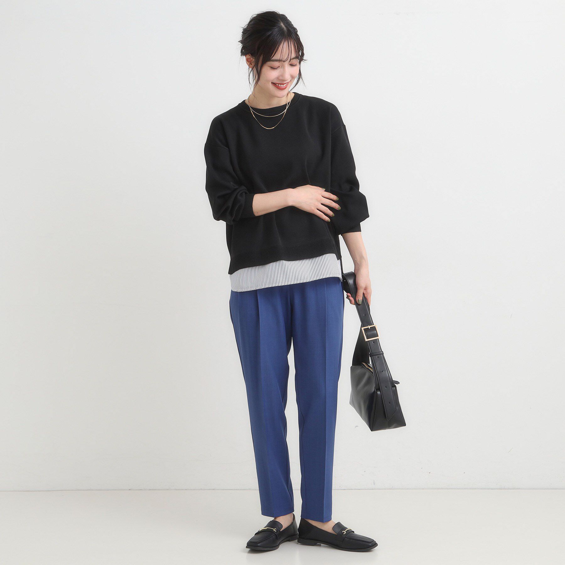 SHOO･LA･RUE「【S-LL/洗える】一枚で簡単こなれ見え スポンディッシュ 裾レイヤード風ニット【CIRCRIC】」|ニット・セーター|