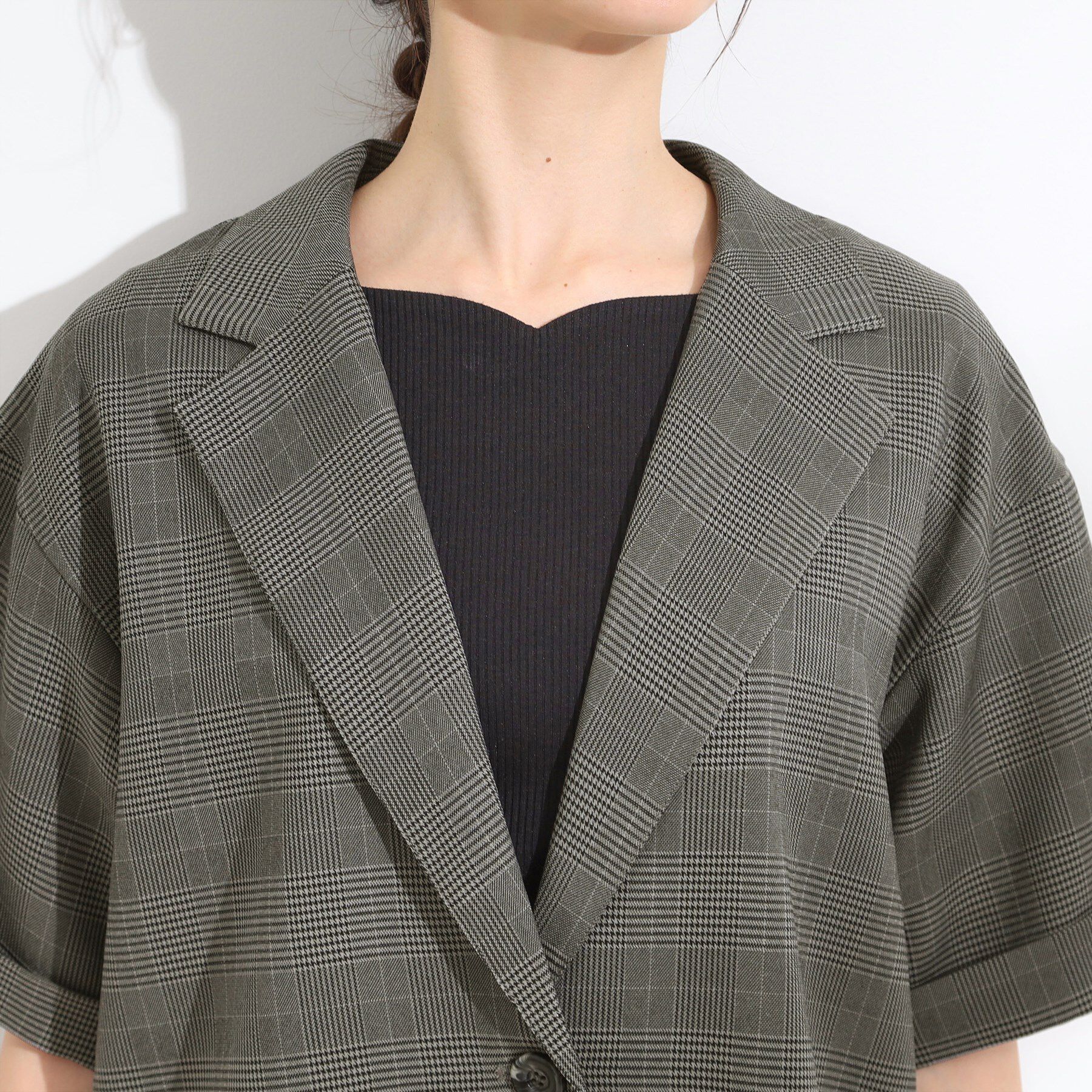 SHOO･LA･RUE「【S-LL/セットアップ可/洗濯後しわになりにくい】5分袖テーラードジャケット」|テーラードジャケット|