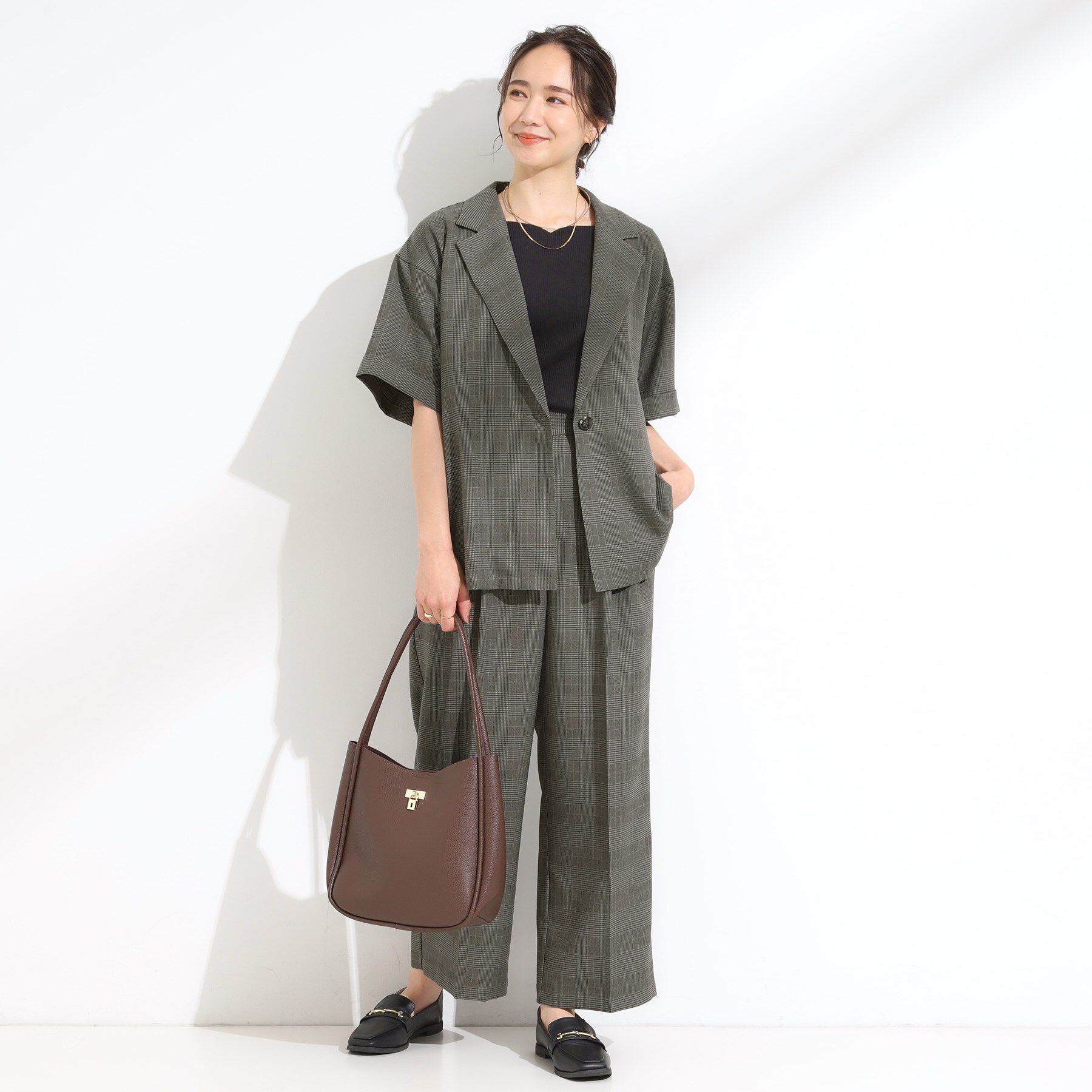 SHOO･LA･RUE「【S-LL/セットアップ可/洗濯後しわになりにくい】5分袖テーラードジャケット」|テーラードジャケット|