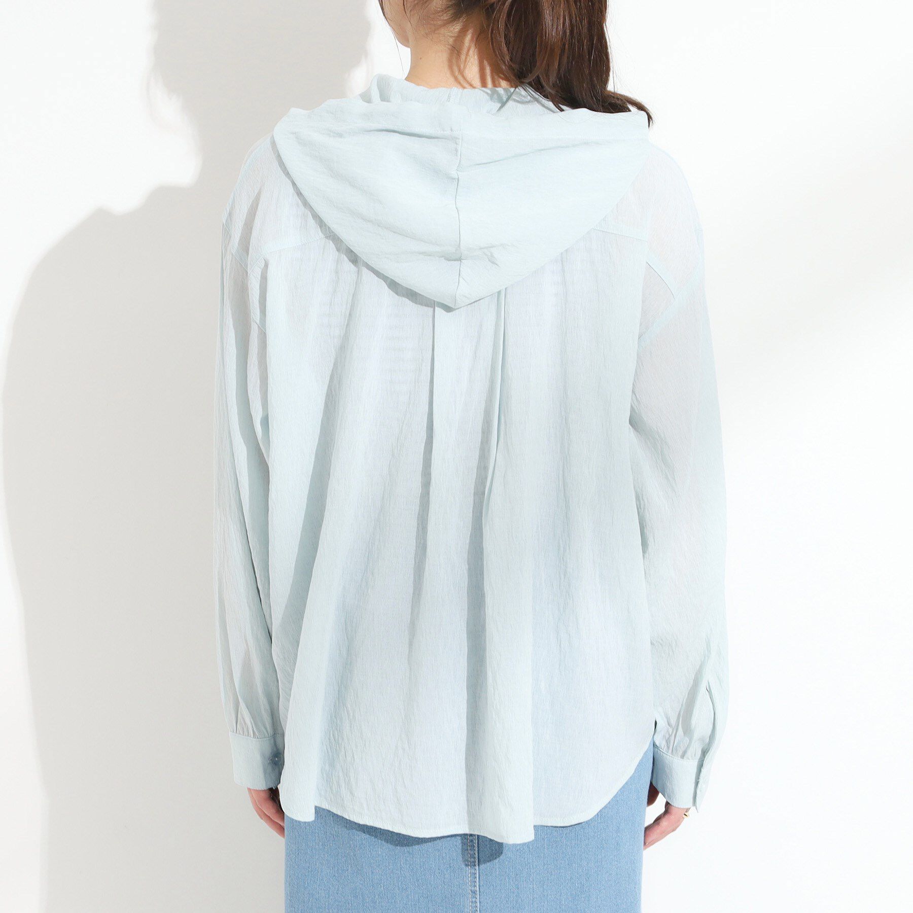 SHOO･LA･RUE「【S-LL】大人の抜け感 シアーフードシャツ」|シャツ・ブラウス|