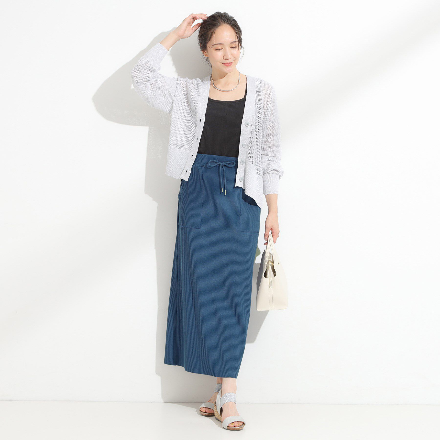 SHOO･LA･RUE「【セルフカット可/吸水速乾/抗菌防臭】着回ししやすい カットリブナロースカート」|スカート|