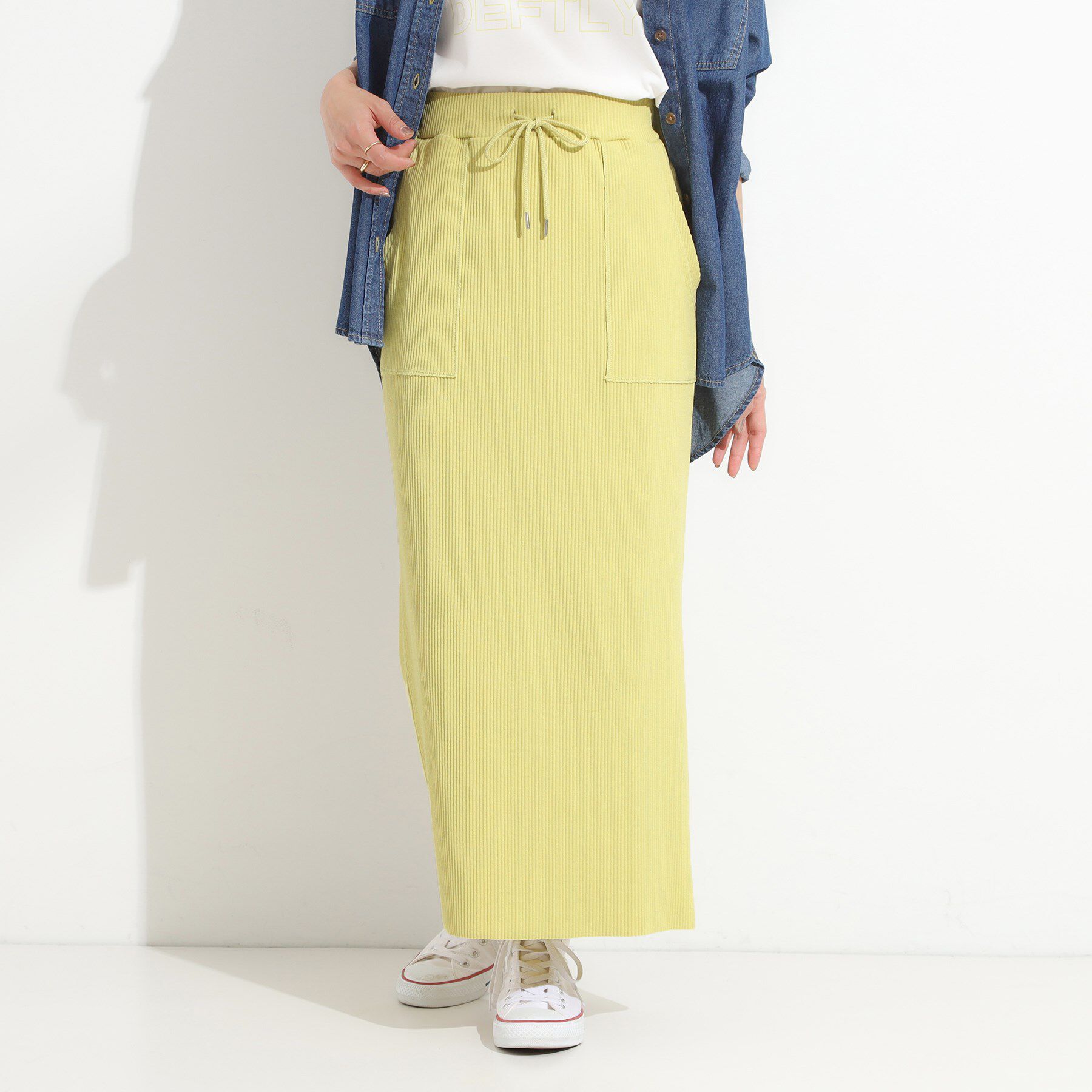 SHOO･LA･RUE「【セルフカット可/吸水速乾/抗菌防臭】着回ししやすい カットリブナロースカート」|スカート|