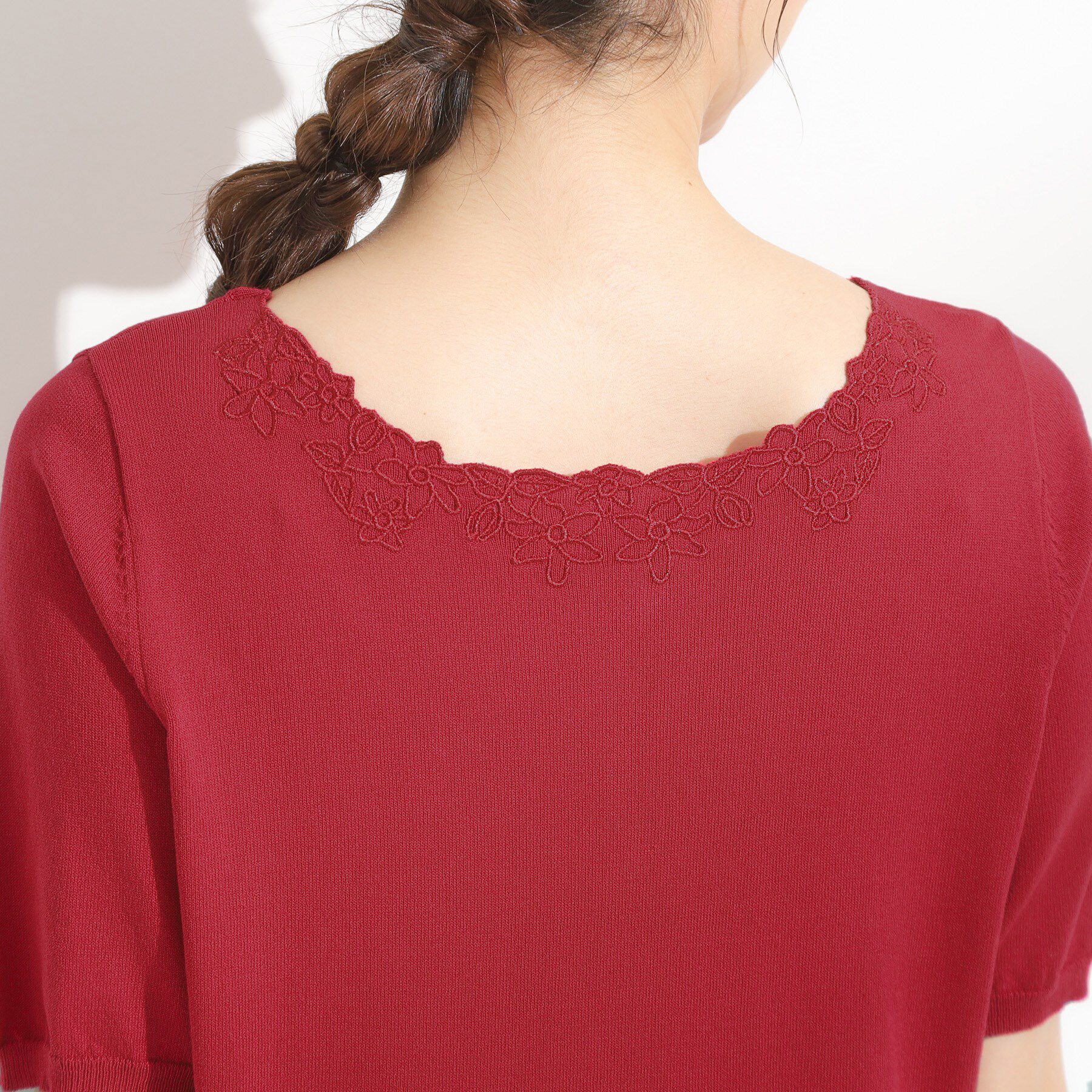 SHOO･LA･RUE「【洗える/S-LL/前後2WAY】きれい見え 刺繍ニットカーディガン」|カーディガン|