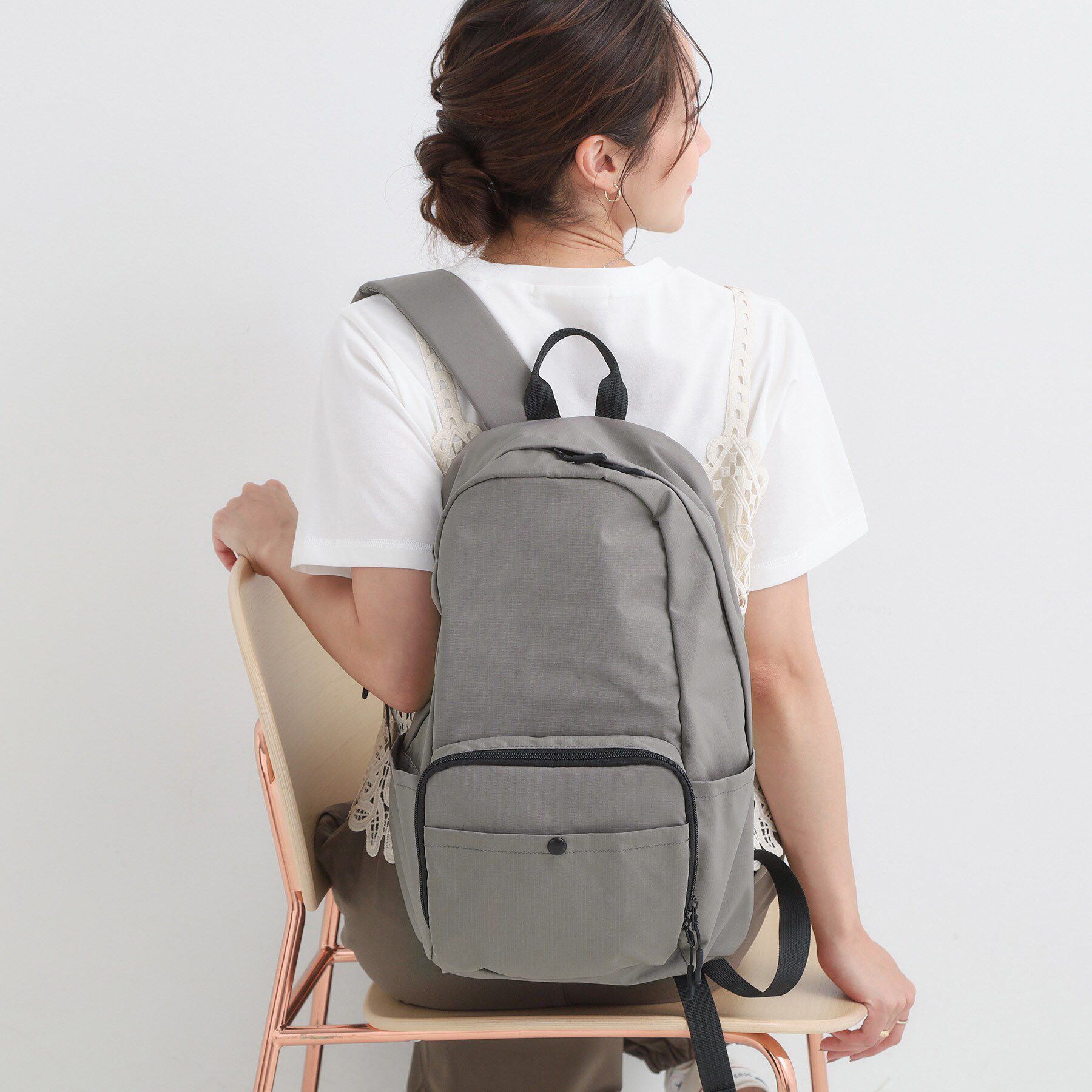 SHOO･LA･RUE「【撥水】立体ポケットリュック」|リュック|グレー(012)