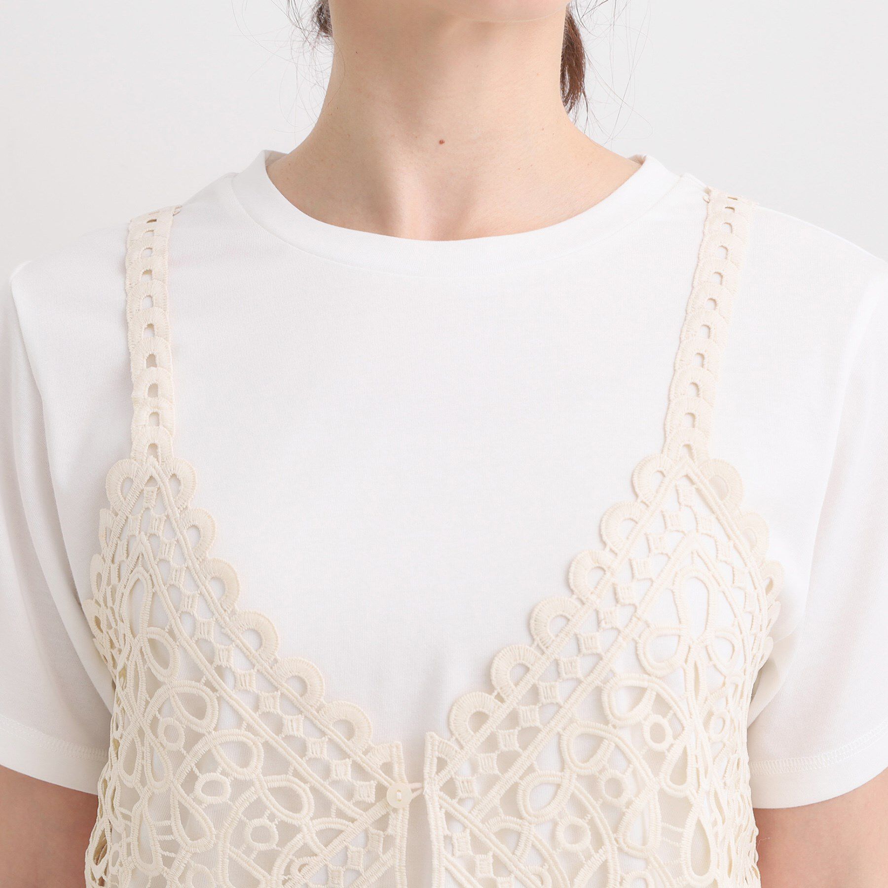 SHOO･LA･RUE「【2点セット/ひんやり】レースビスチェ＋Tシャツ」|その他|