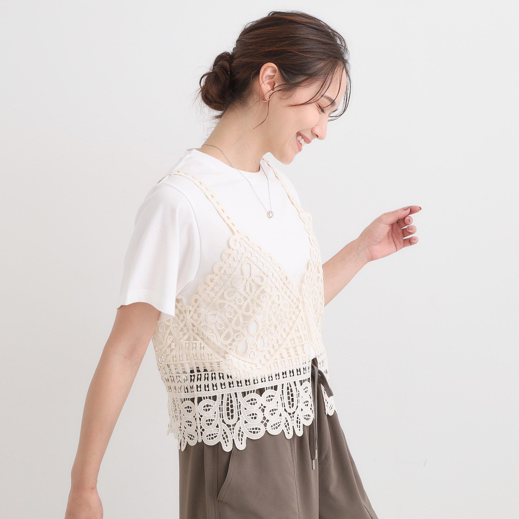 SHOO･LA･RUE「【2点セット/ひんやり】レースビスチェ＋Tシャツ」|その他|