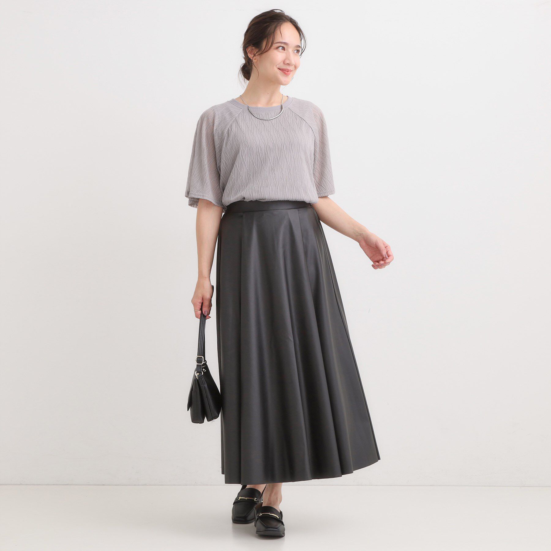 SHOO･LA･RUE「【S-LL/二の腕カバー】ウエーブ柄 インナードッキングトップス」|Tシャツ・カットソー|