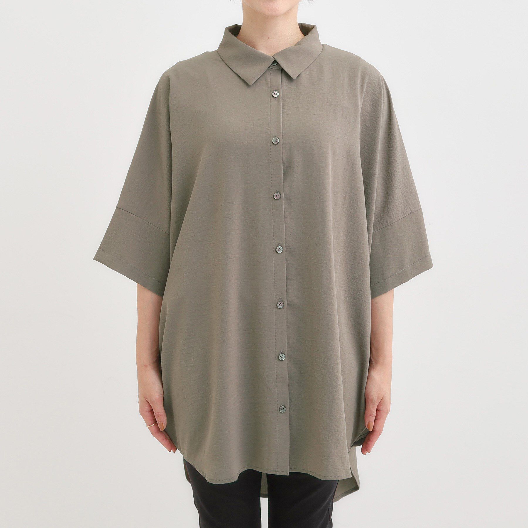 SHOO･LA･RUE「【S-LL/ひんやり】肌離れよくサラサラタッチが癖になる バックギャザーチュニック」|チュニック|