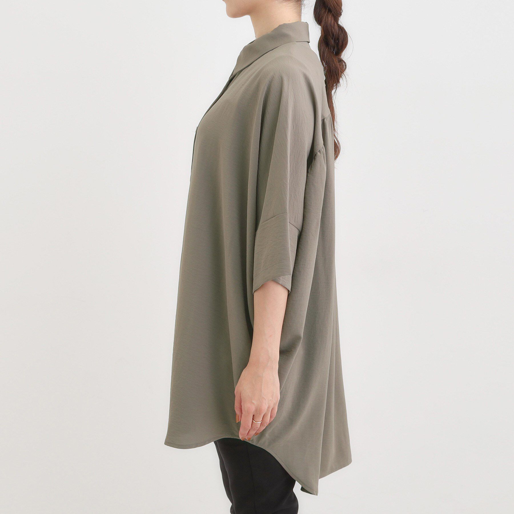 SHOO･LA･RUE「【S-LL/ひんやり】肌離れよくサラサラタッチが癖になる バックギャザーチュニック」|チュニック|