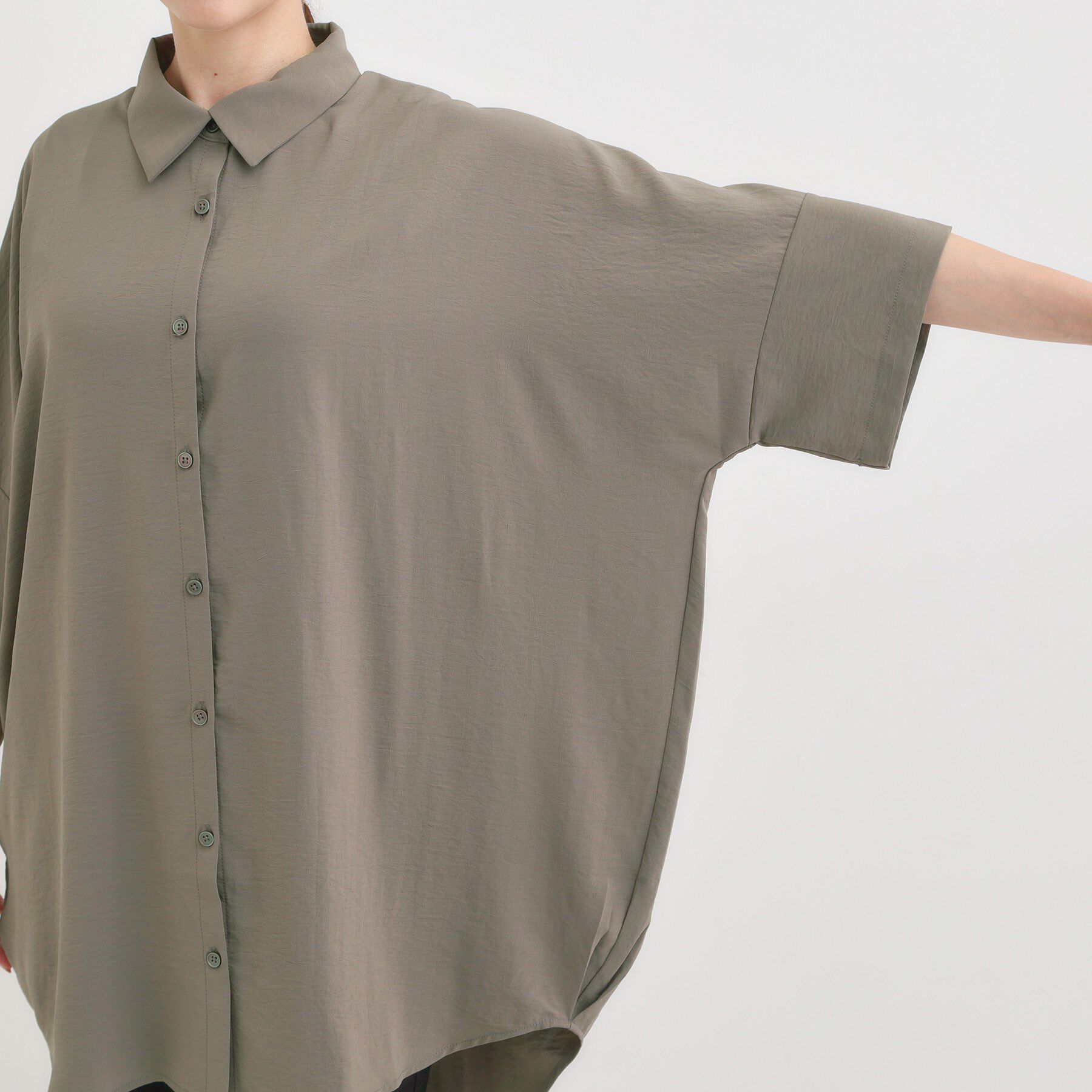 SHOO･LA･RUE「【S-LL/ひんやり】肌離れよくサラサラタッチが癖になる バックギャザーチュニック」|チュニック|