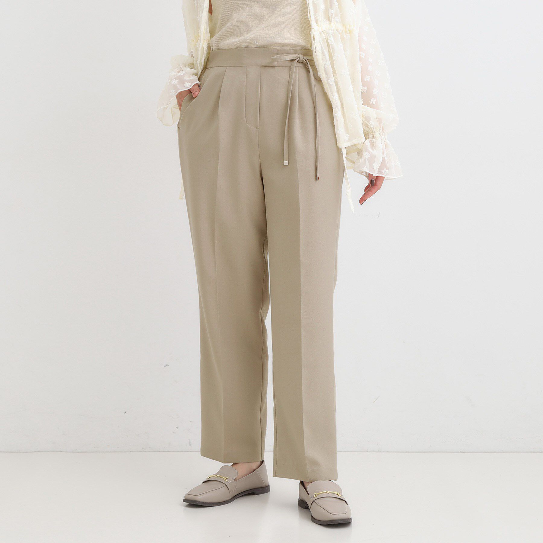 SHOO･LA･RUE「【S-LL】ウエストリボンがアクセント ゆったりテーパードパンツ」|その他|